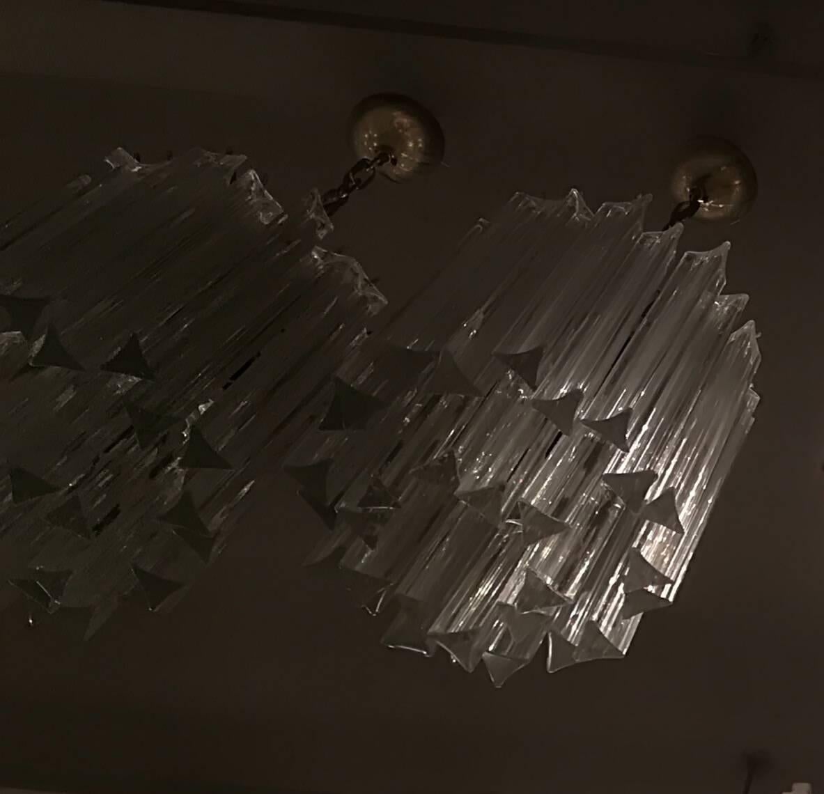 Chandeliers 1958 Irrident Transparent, Triedri Murano Glass Venini 2