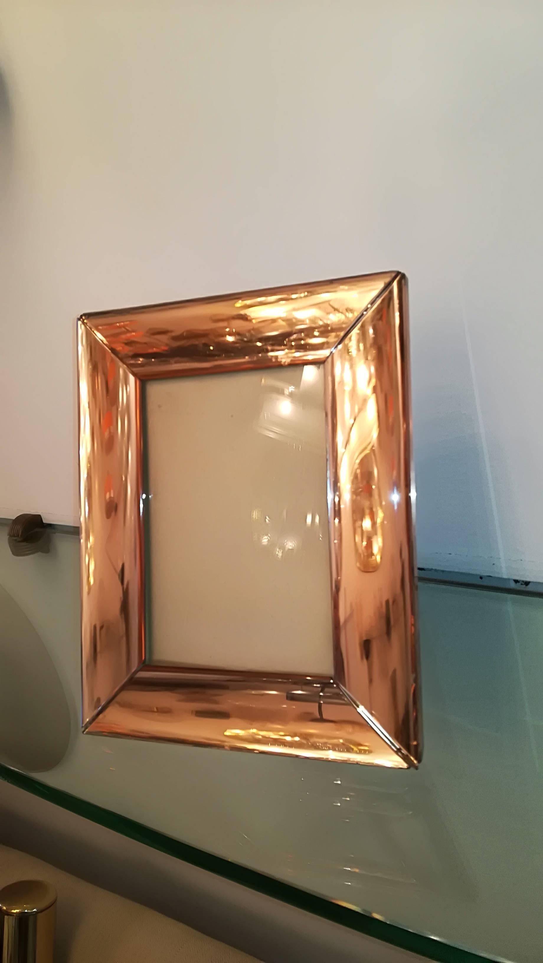 Mid-20th Century 1950 Pink Bronze Glass Fontana Arte Frame