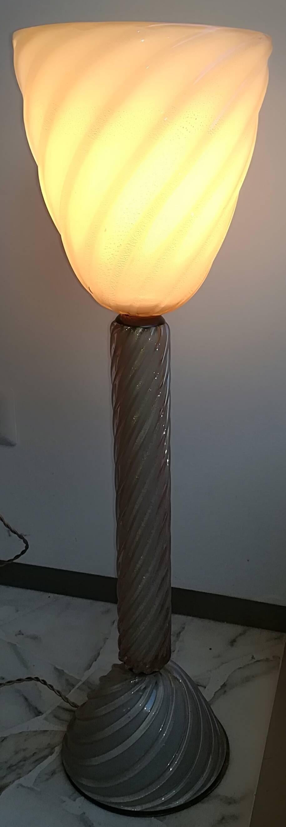 Italian Seguso 1950, Table Lamp, Murano Glass, Gold Avory Color For Sale