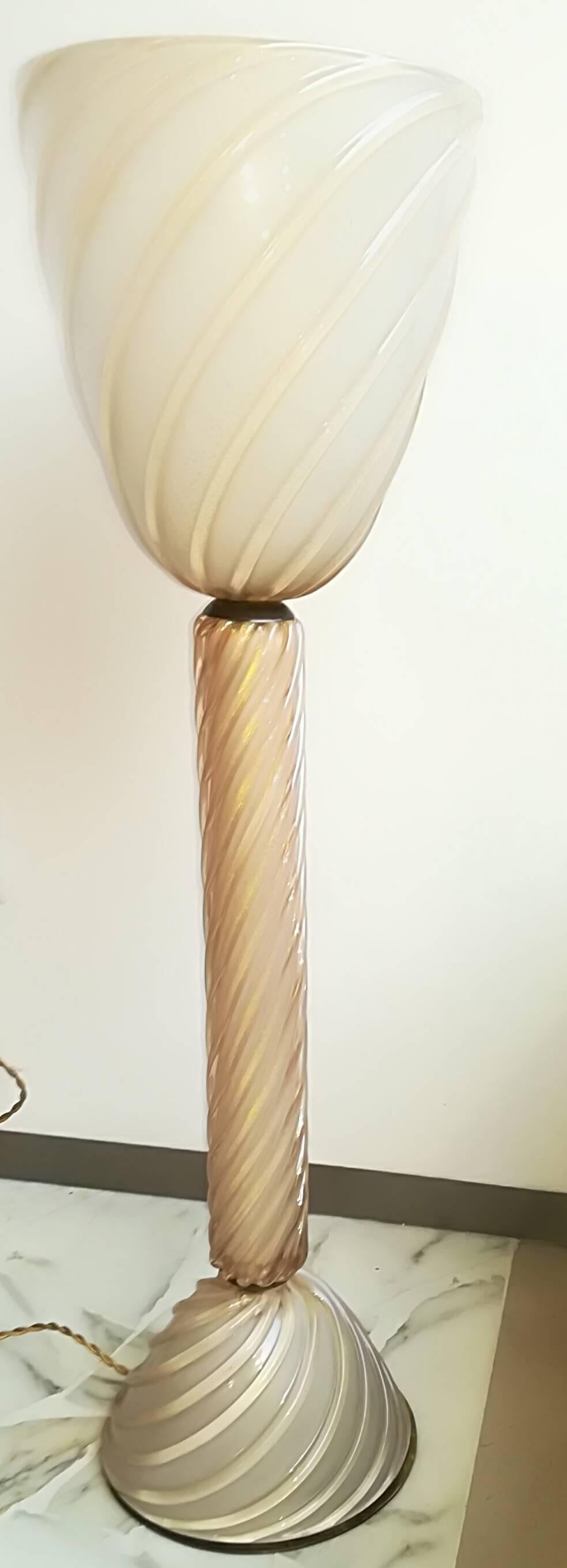 Seguso 1950, Table Lamp, Murano Glass, Gold Avory Color In Excellent Condition For Sale In Milano, IT