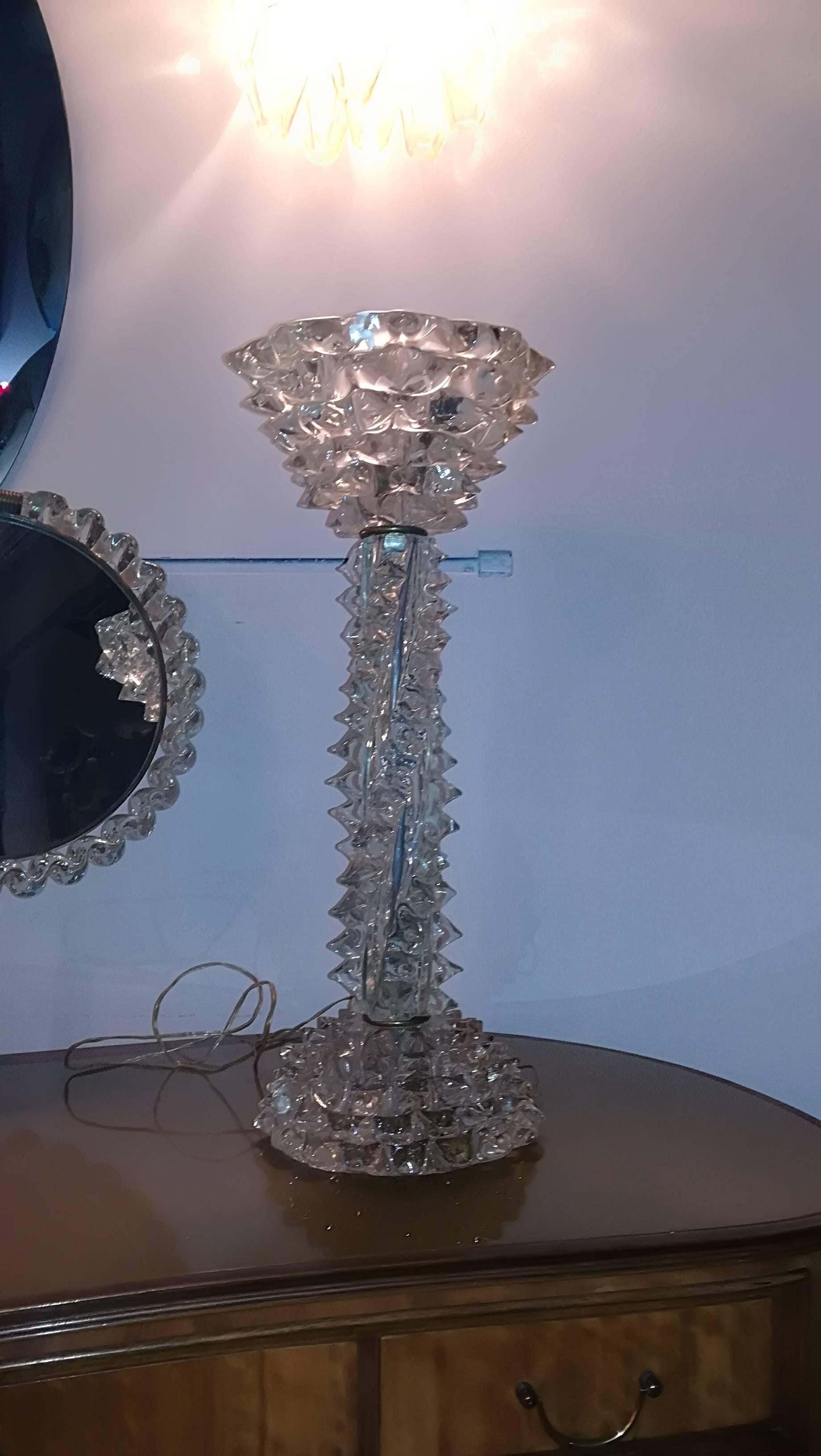 Barovier e Toso Table Lamp 1940 Murano Glass Irridescent For Sale 3