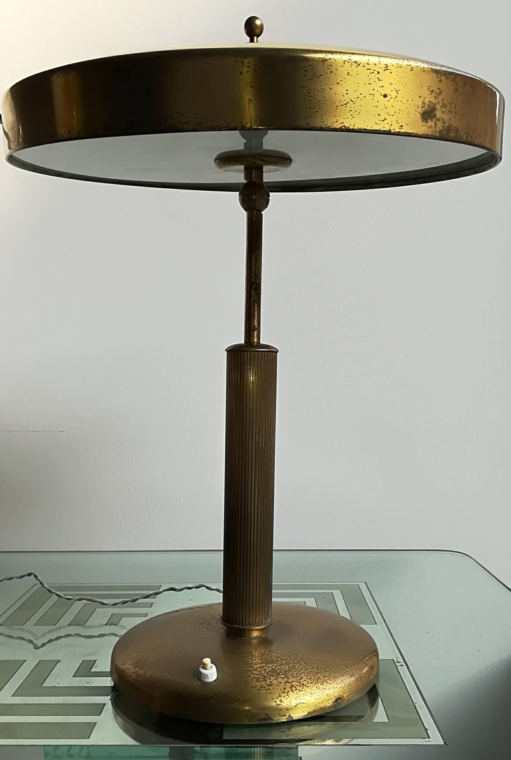 Brass Fontana Arte 1940, Table Lamp