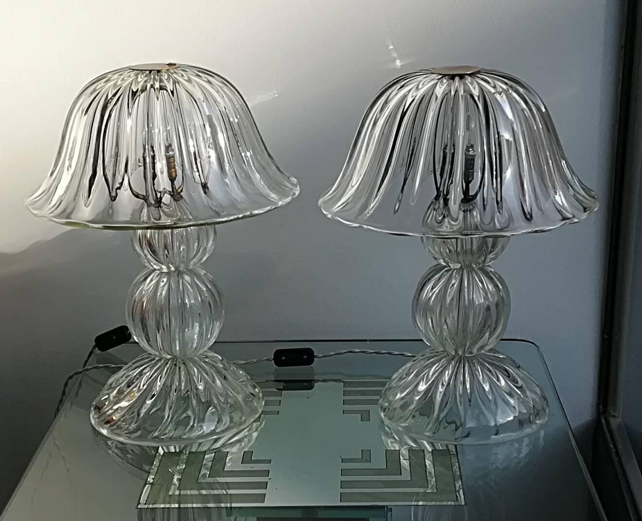 Seguso, Two Table Lamp, Iridescent, 1950 In Excellent Condition In Milano, IT