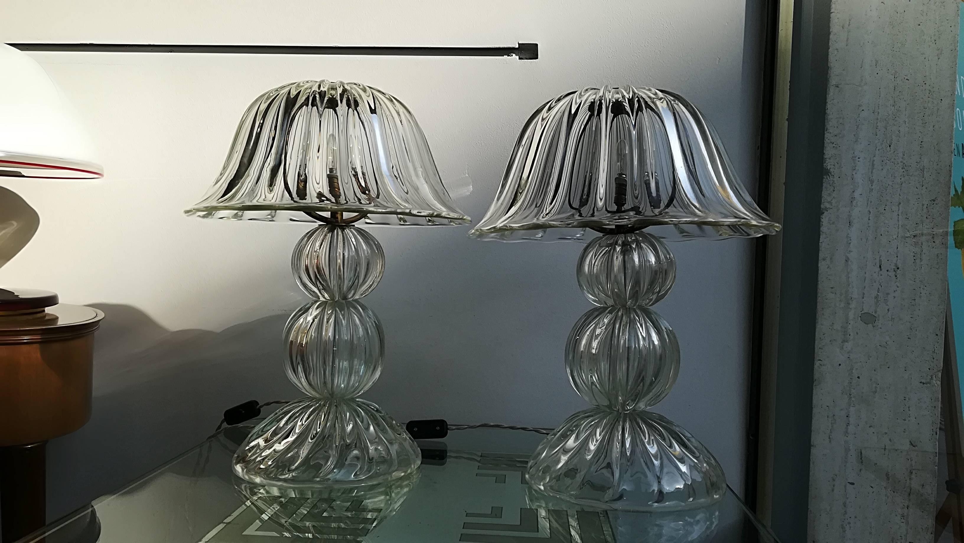 Mid-20th Century Seguso, Two Table Lamp, Iridescent, 1950