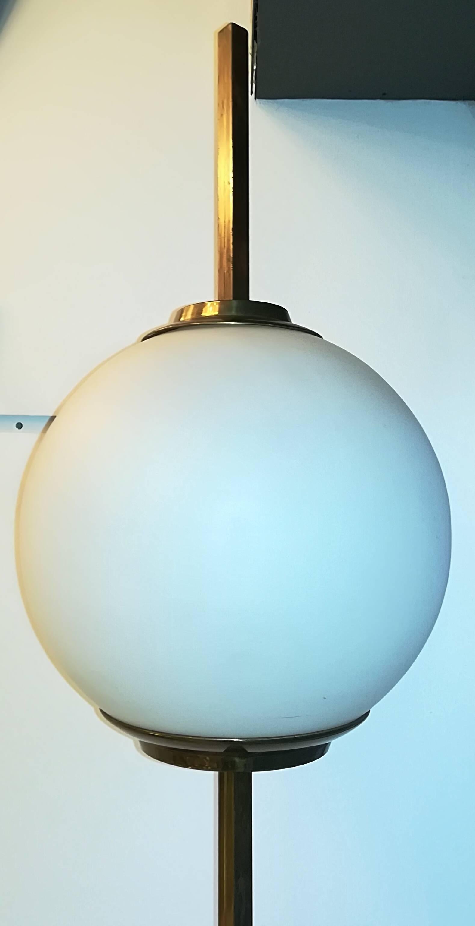Italian Luigi Caccia Dominioni Floor Lamp 1954 Lte 10 Brass Glass Marbre