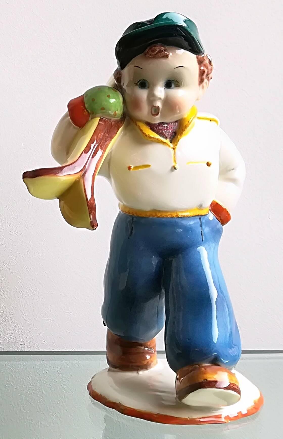 Italian Pair of Ceramic Sciatori 1930 Tosin 
