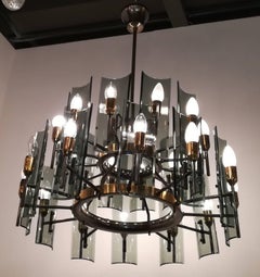 Twenty-Four-Light Chandelier, 1955, Brass and Crystal
