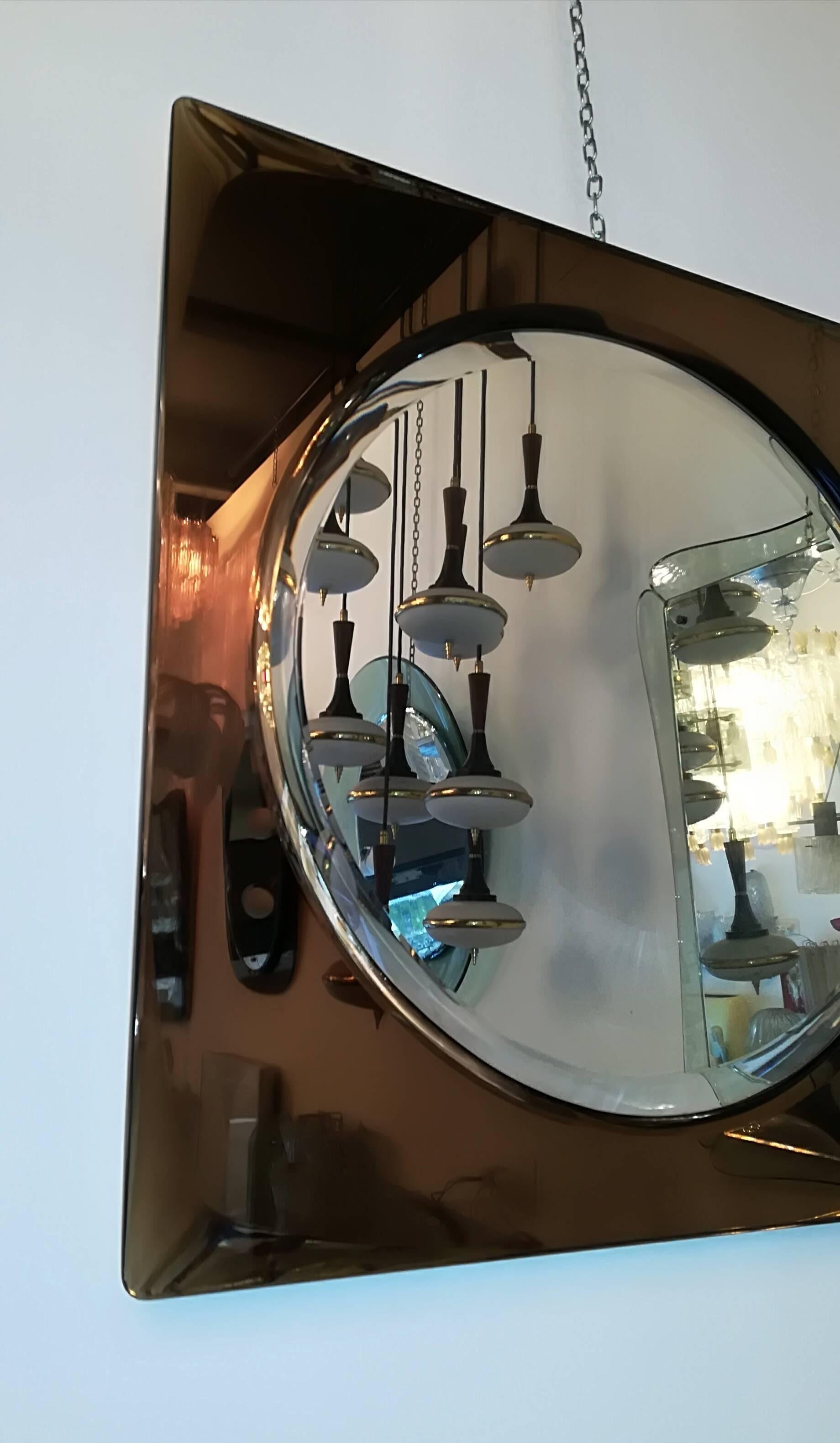 Mid-20th Century Cristal Art 1950, Mirror, Brass and Cristal For Sale