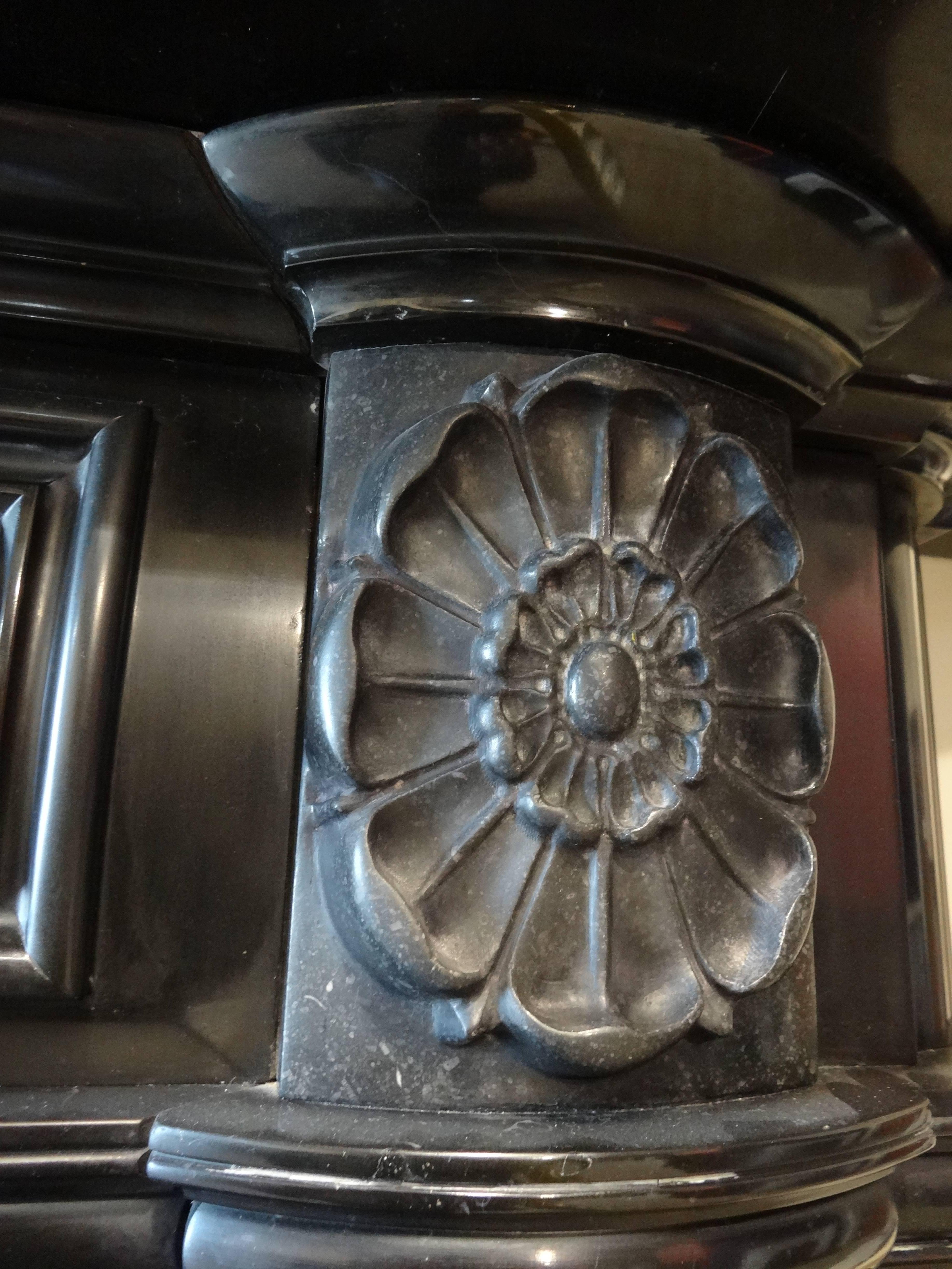 19th Century Victorian Carved Irish Black Marble Fire Surround For Sale 3