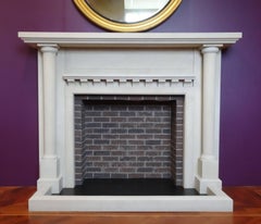 Edwardian Style Carved Limestone Fire Surround with Matching Limestone Fender