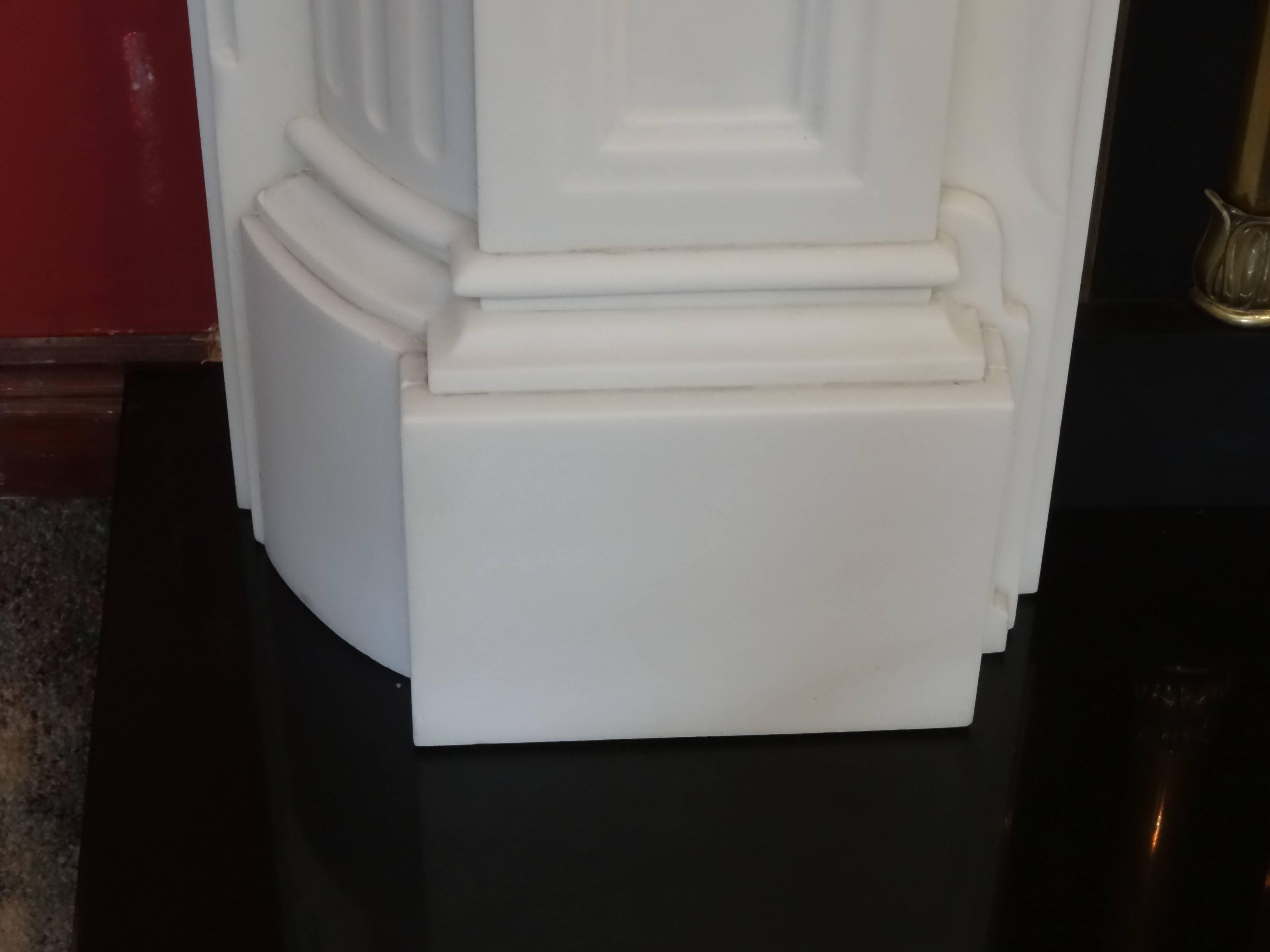 Victorian Style Carved White Marble Fireplace with Antique Victorian Fire Grate For Sale 1