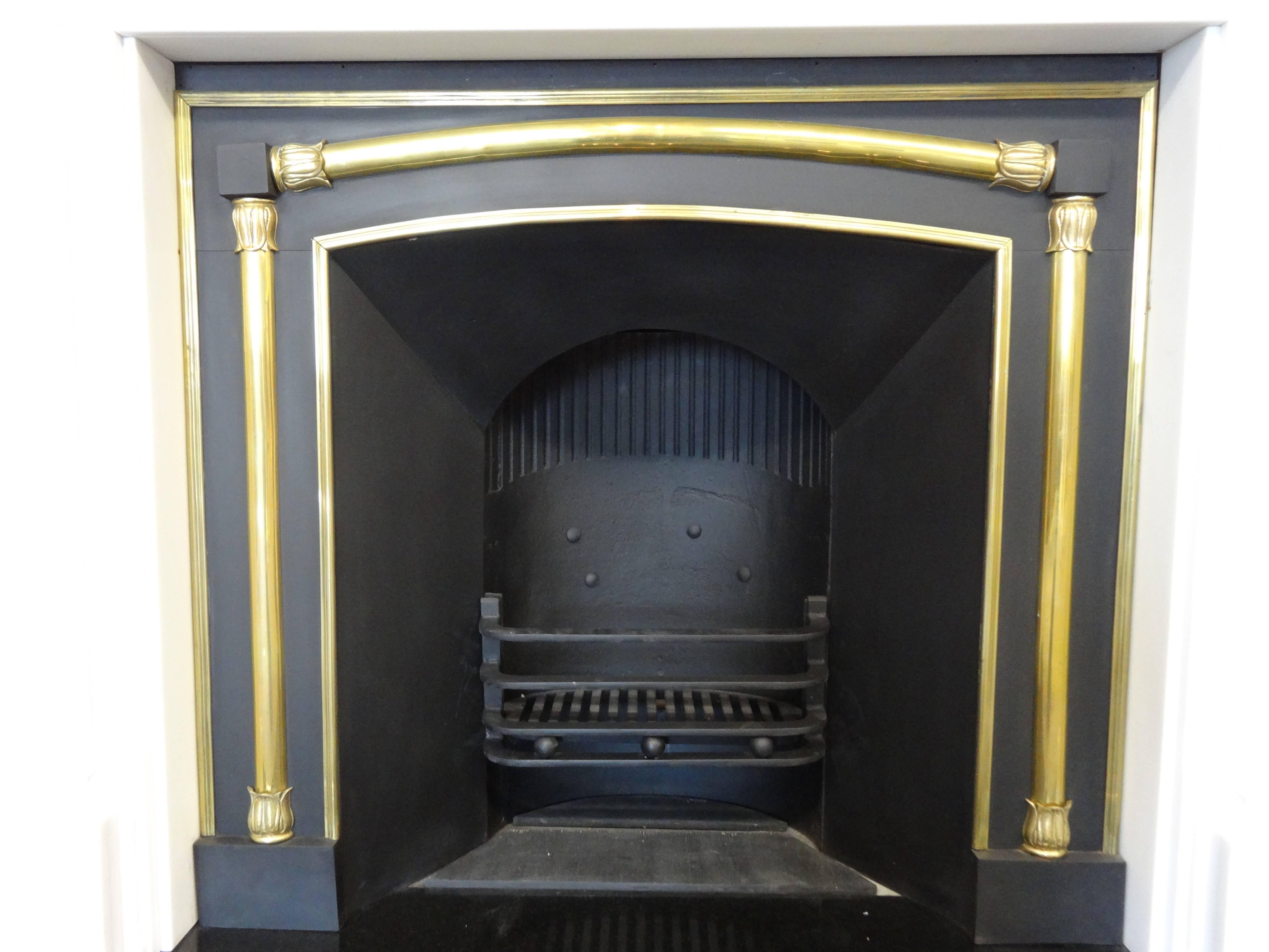 Victorian Style Carved White Marble Fireplace with Antique Victorian Fire Grate For Sale 3