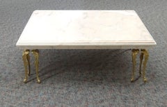 Rosa Aurora Marble Coffee Table with Brass Legs