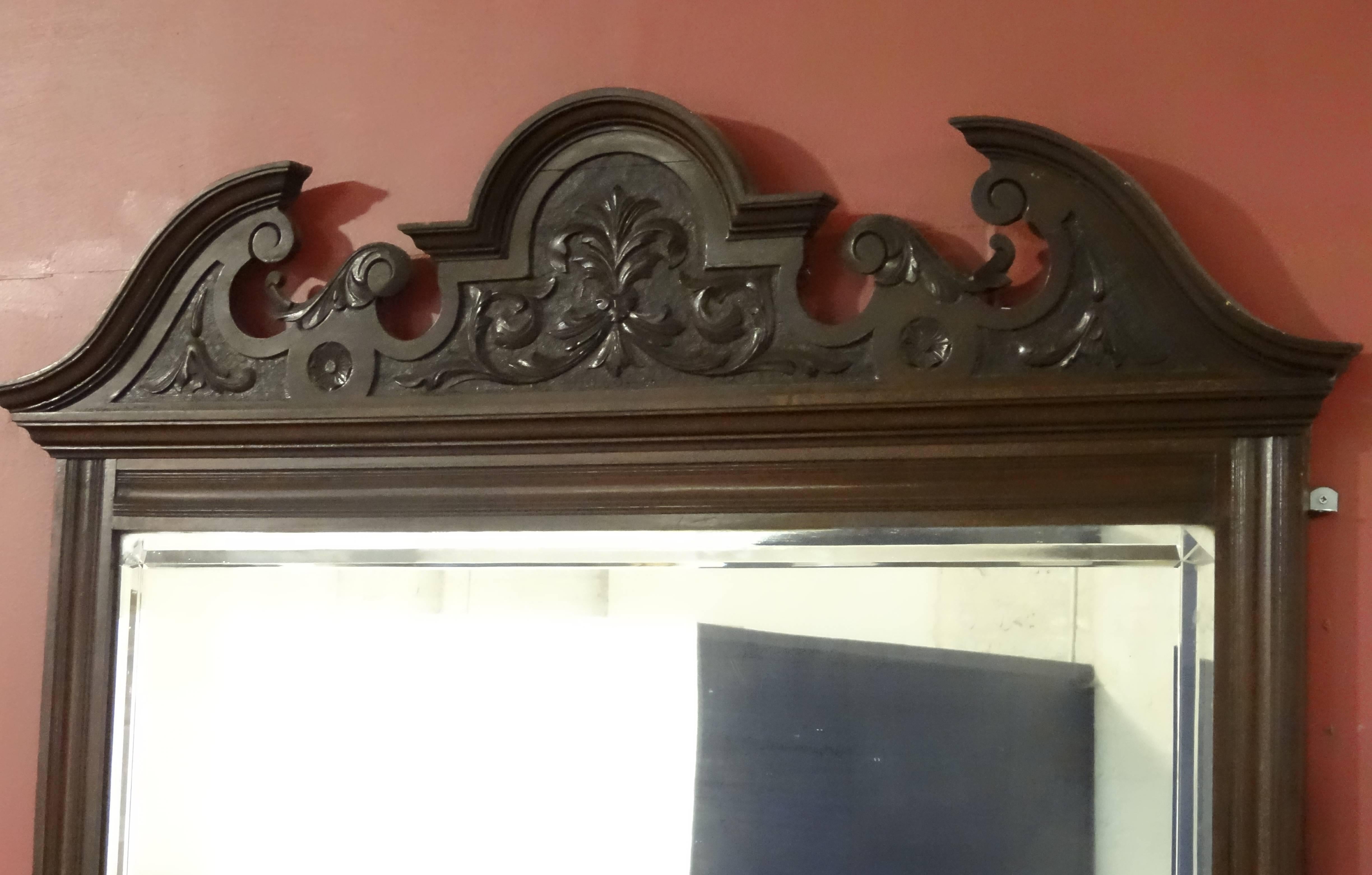 Edwardian Mahogany Fire Surround with Mirror Brass Insert and Tile Side Panels For Sale 3