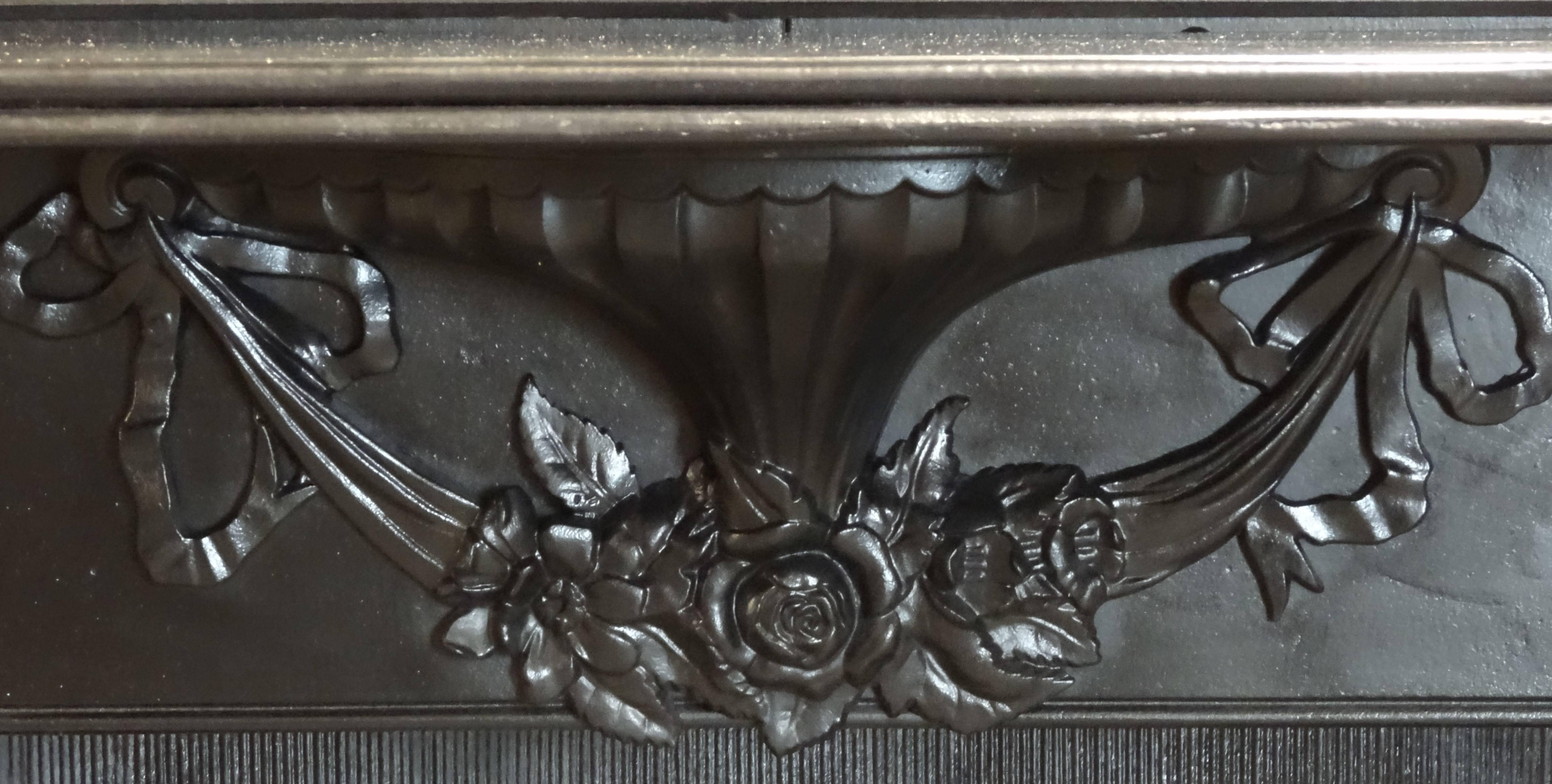Early 20th Century Edwardian Cast Iron Fire Surround with Integral Overmantel For Sale 1