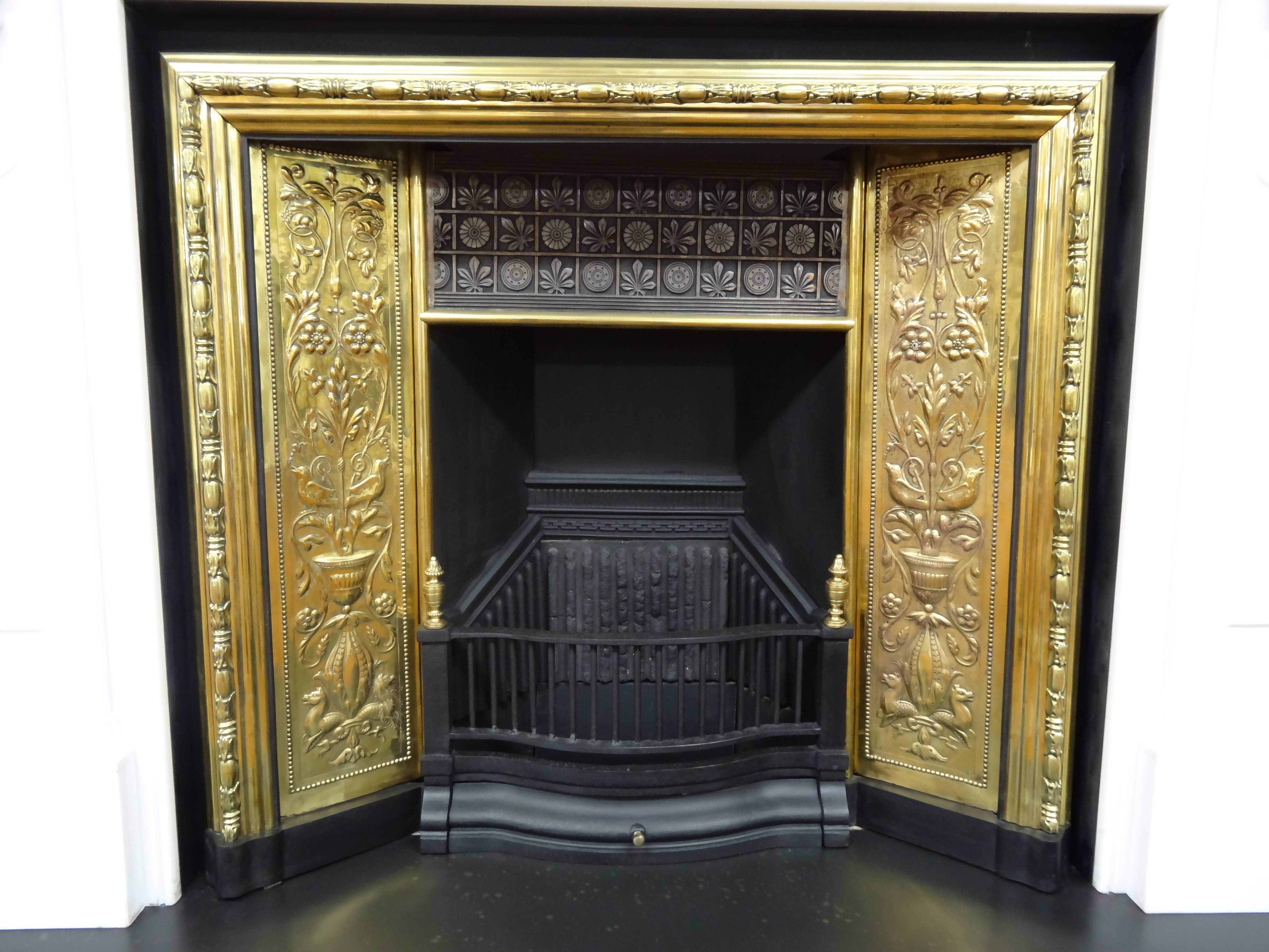 20th Century Victorian White Fire Surround with 19th Century Brass Fire Grate For Sale 2