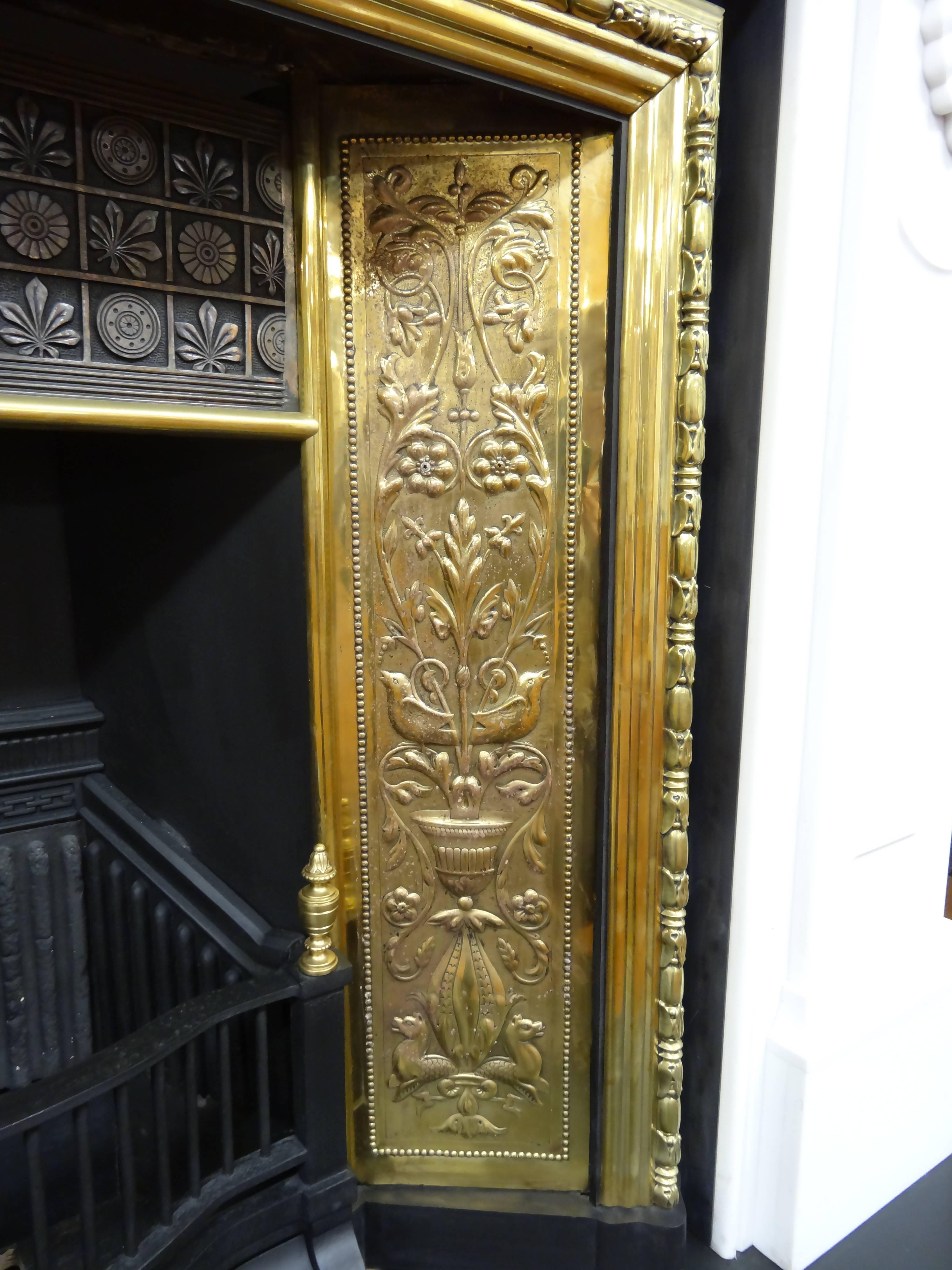 20th Century Victorian White Fire Surround with 19th Century Brass Fire Grate For Sale 3