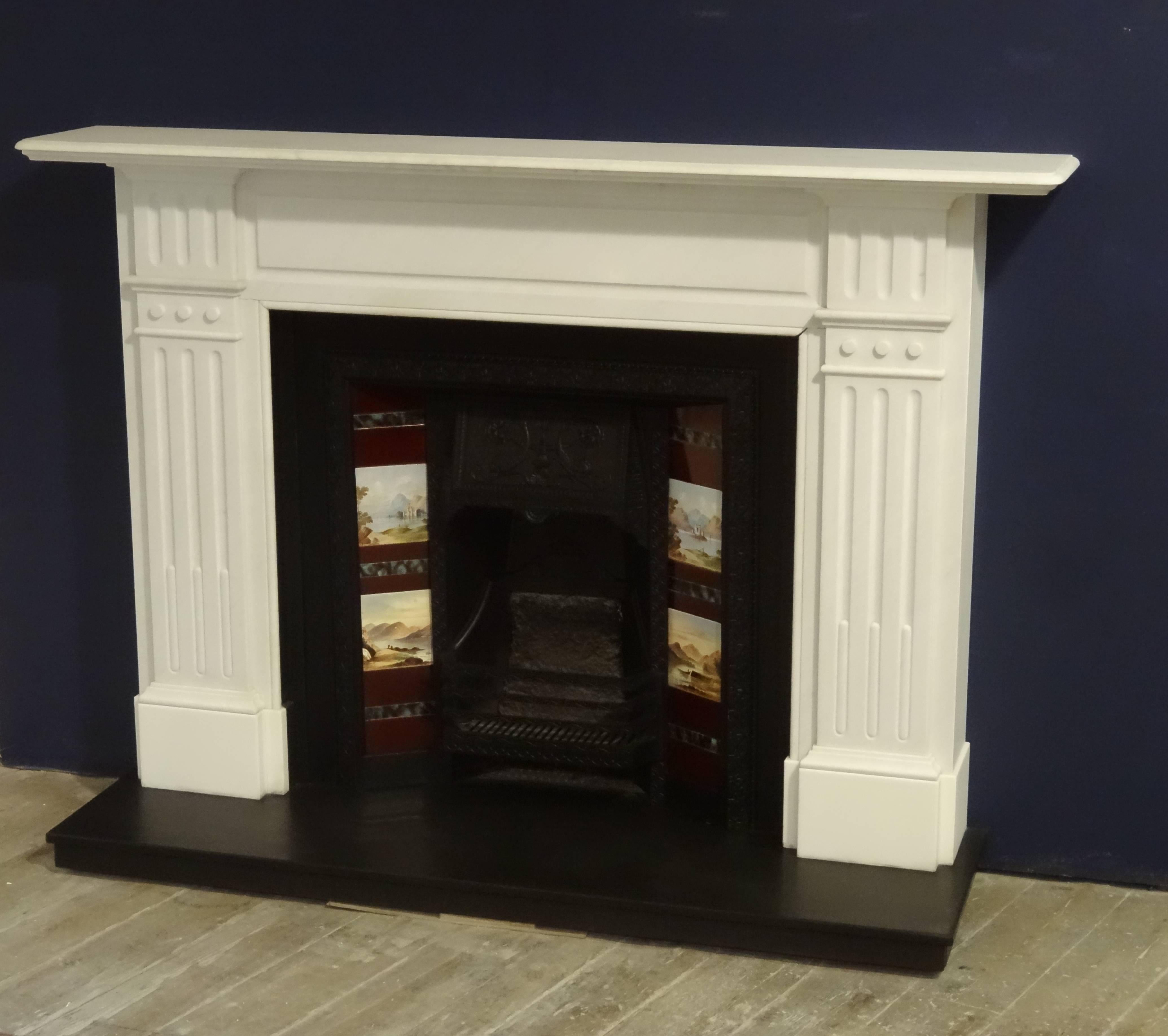 Northern Irish Late Victorian White Statuary Marble Fireplace Surround For Sale