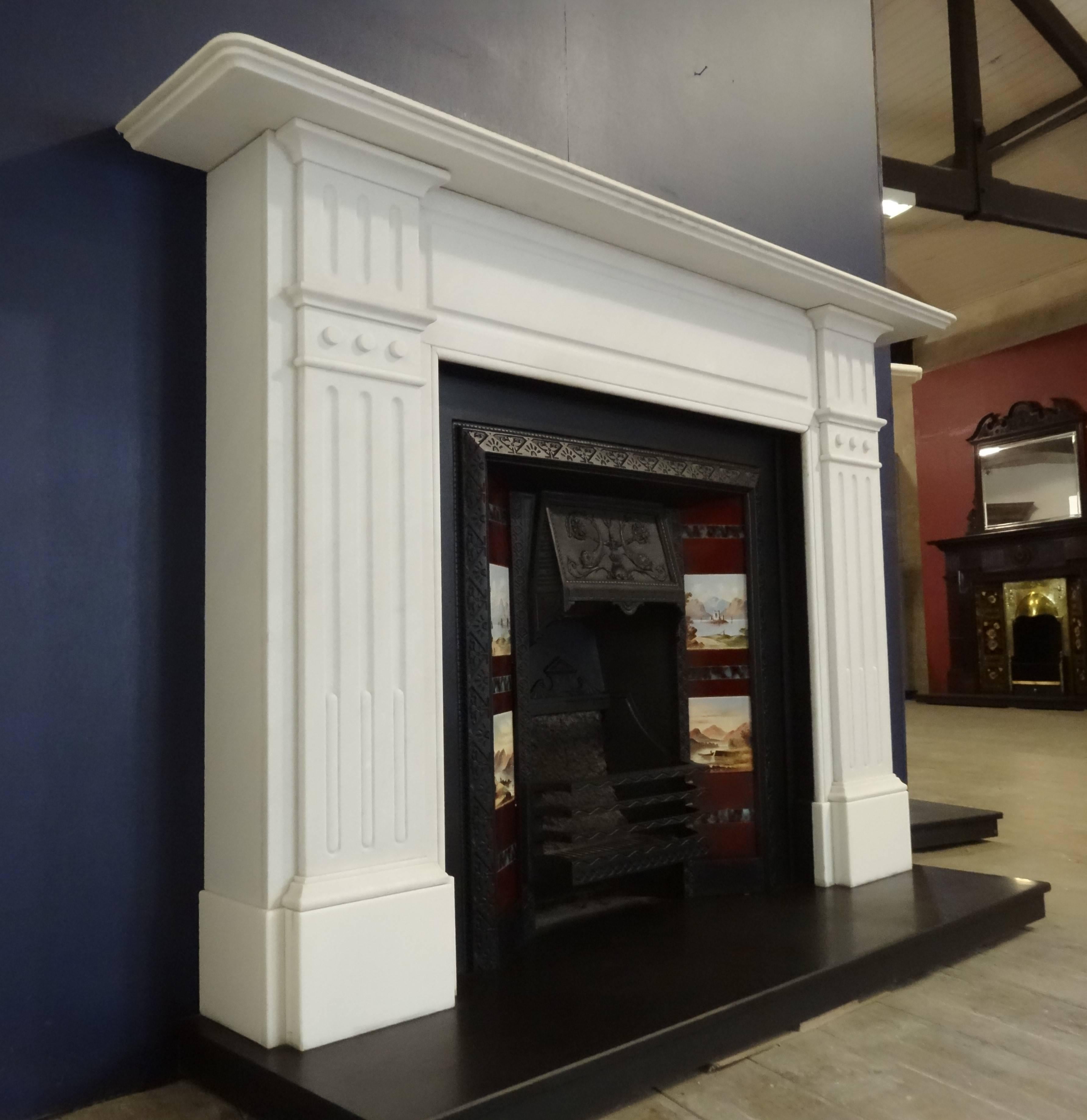 Late Victorian White Statuary Marble Fireplace Surround For Sale 1