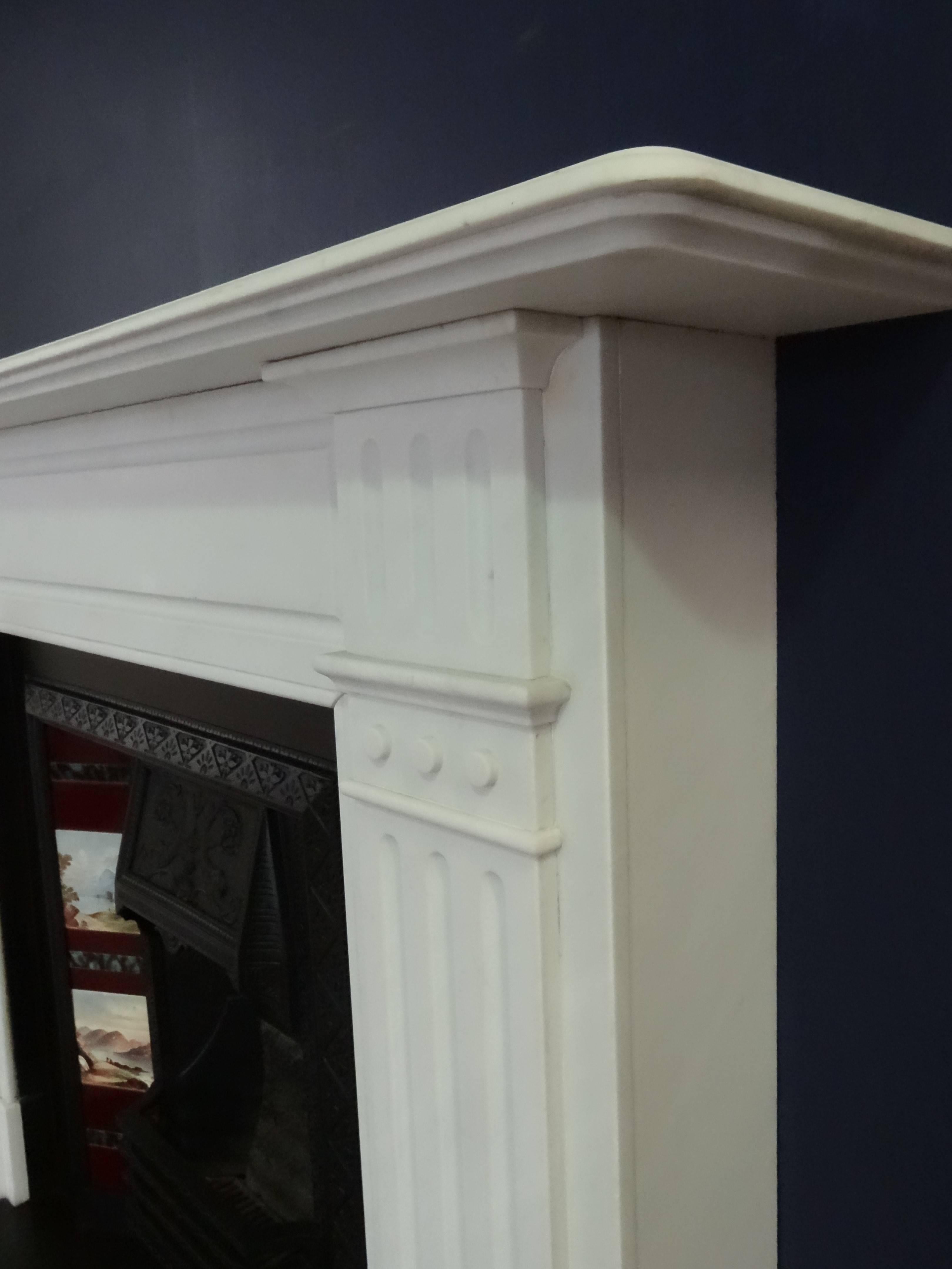 Late Victorian White Statuary Marble Fireplace Surround For Sale 2