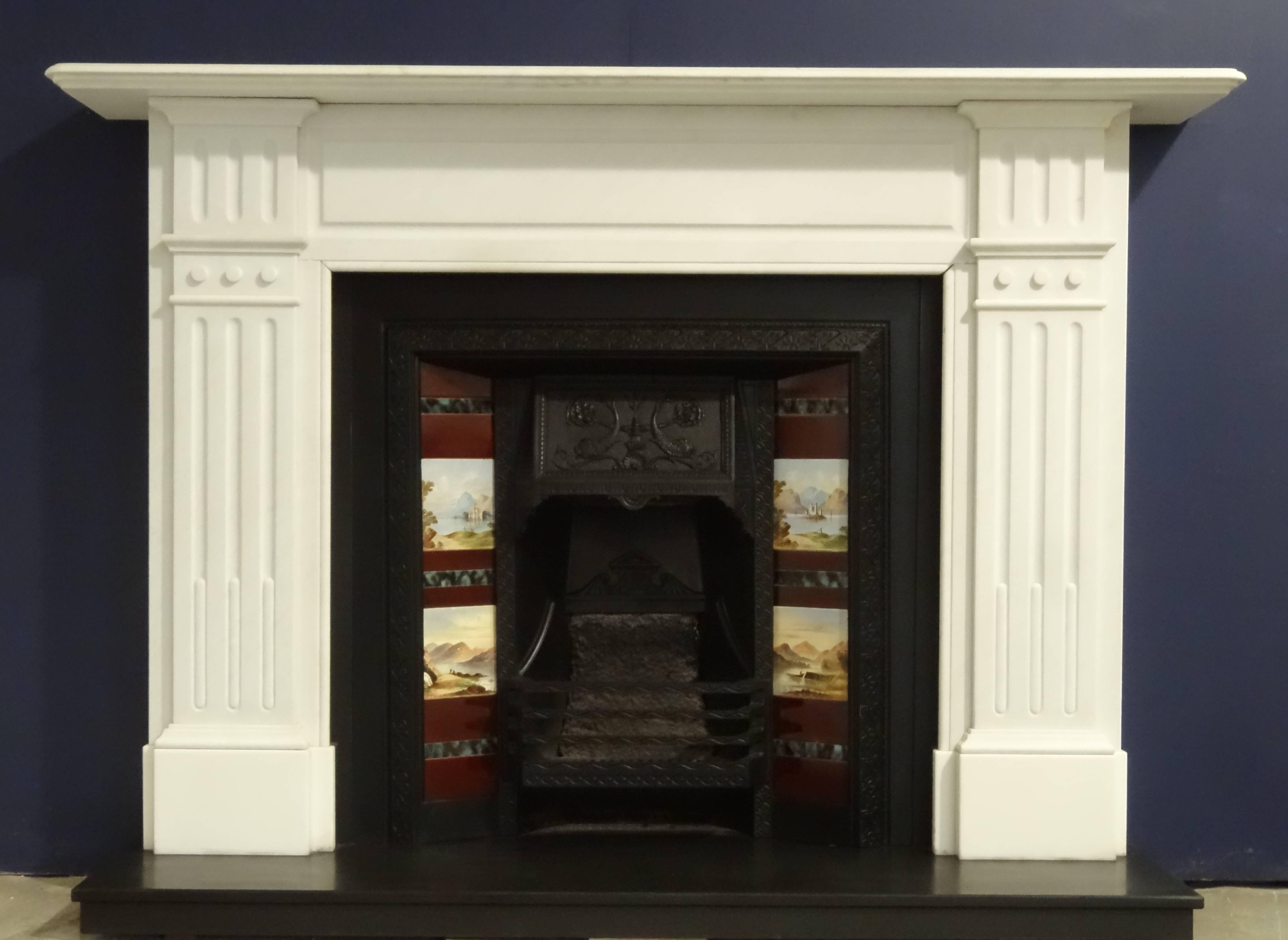Late Victorian White Statuary Marble Fireplace Surround For Sale 4