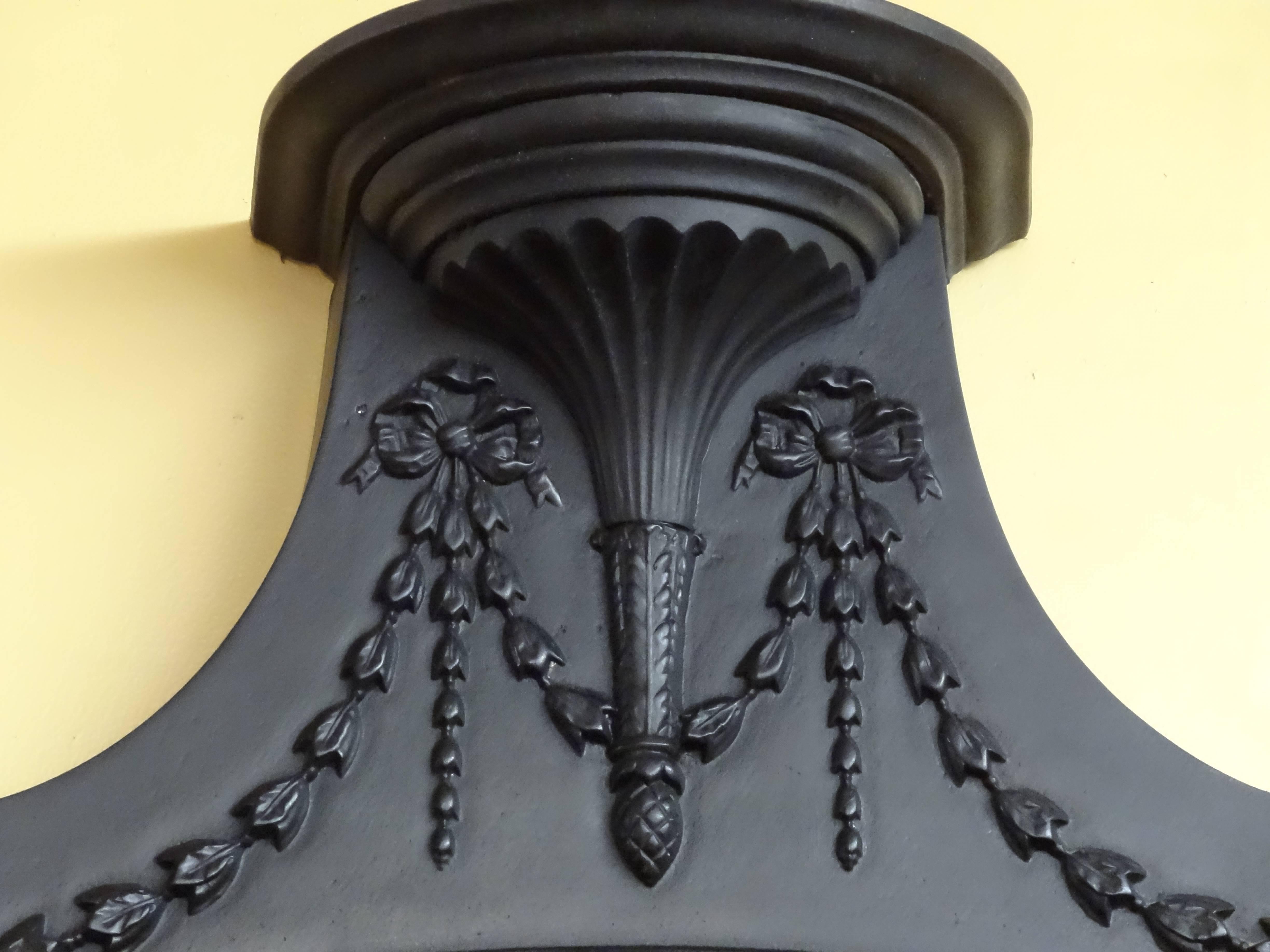19th Century Victorian Cast Iron Fire Surround with Matching Overmantel Mirror For Sale 2