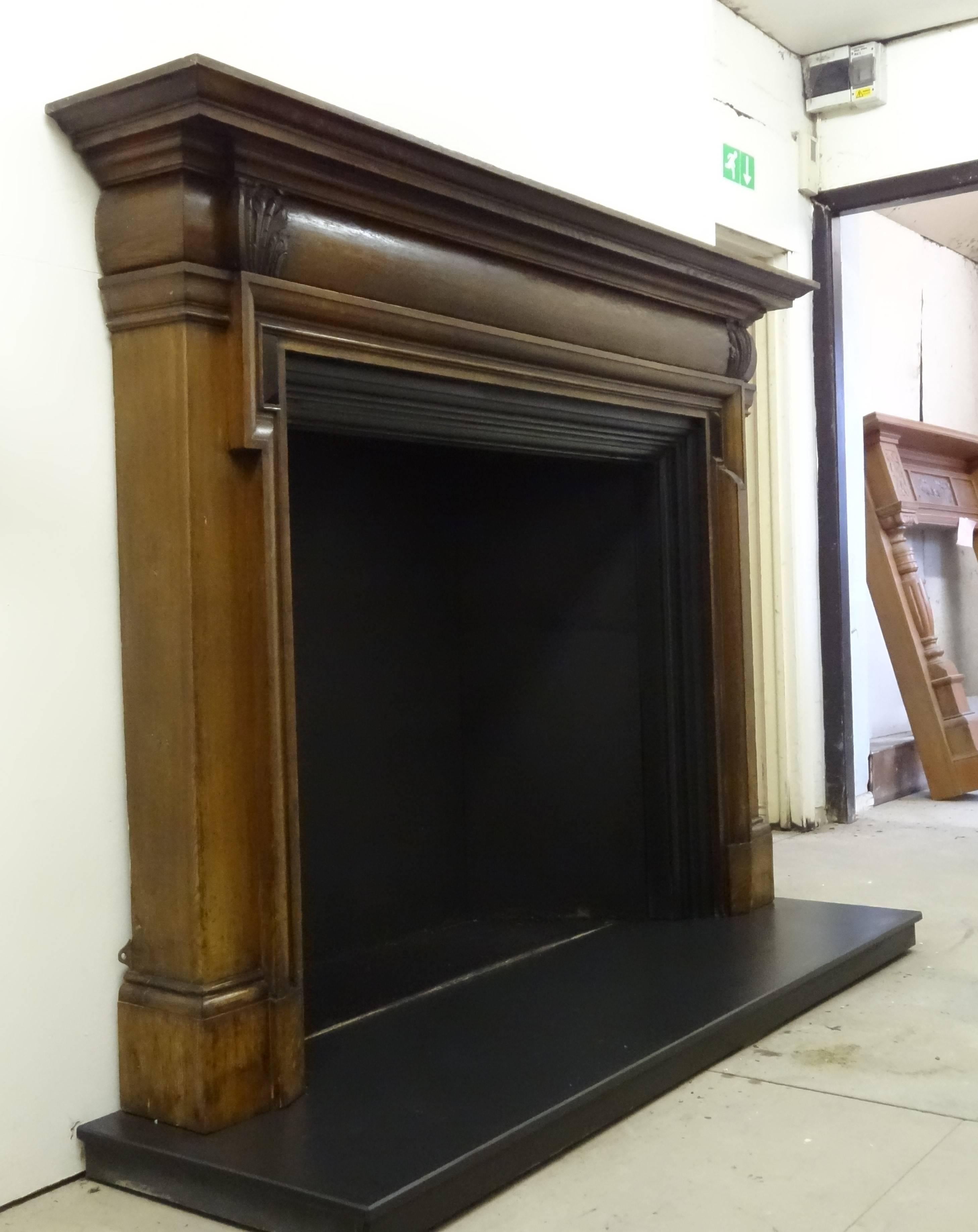 19th Century Victorian Carved Oak and Ebony Bolection Fire Surround In Good Condition For Sale In Lurgan, Northern Ireland