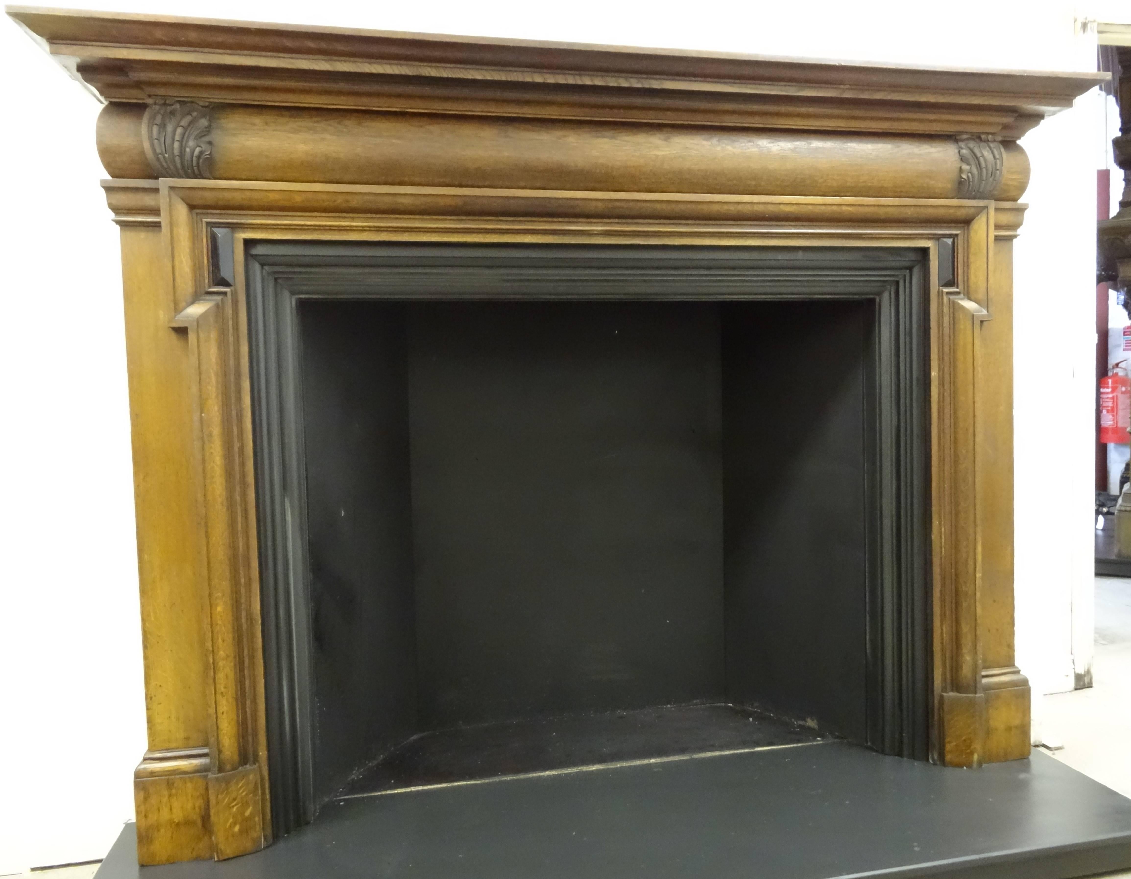 19th Century Victorian Carved Oak and Ebony Bolection Fire Surround For Sale 6