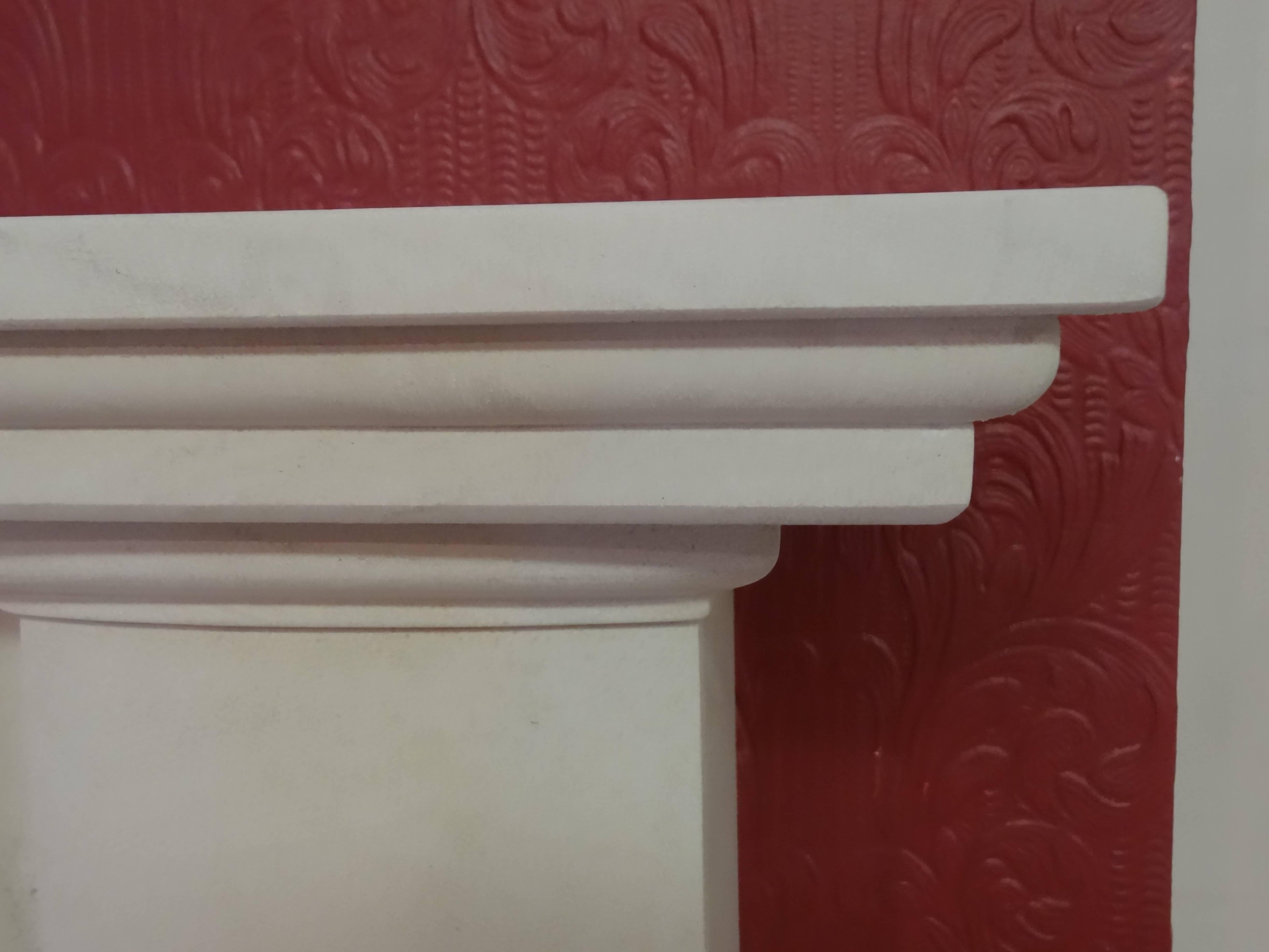 21st Century Irish Carved Limestone Fireplace Metal Trim and Fire Basket In Excellent Condition For Sale In Lurgan, Northern Ireland