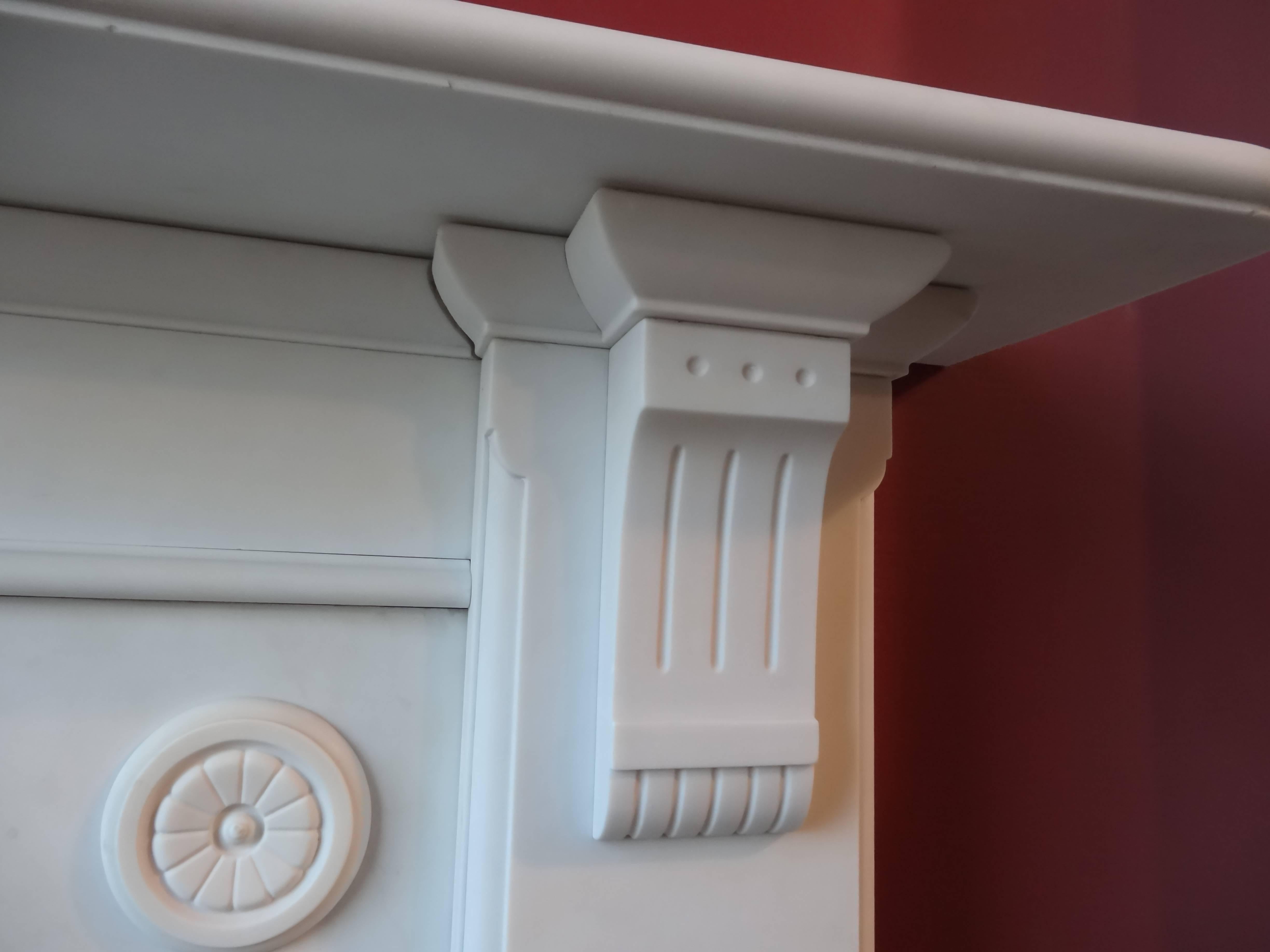Hand-Carved Irish 19th Century Victorian Statuary White Marble Fireplace Surround For Sale