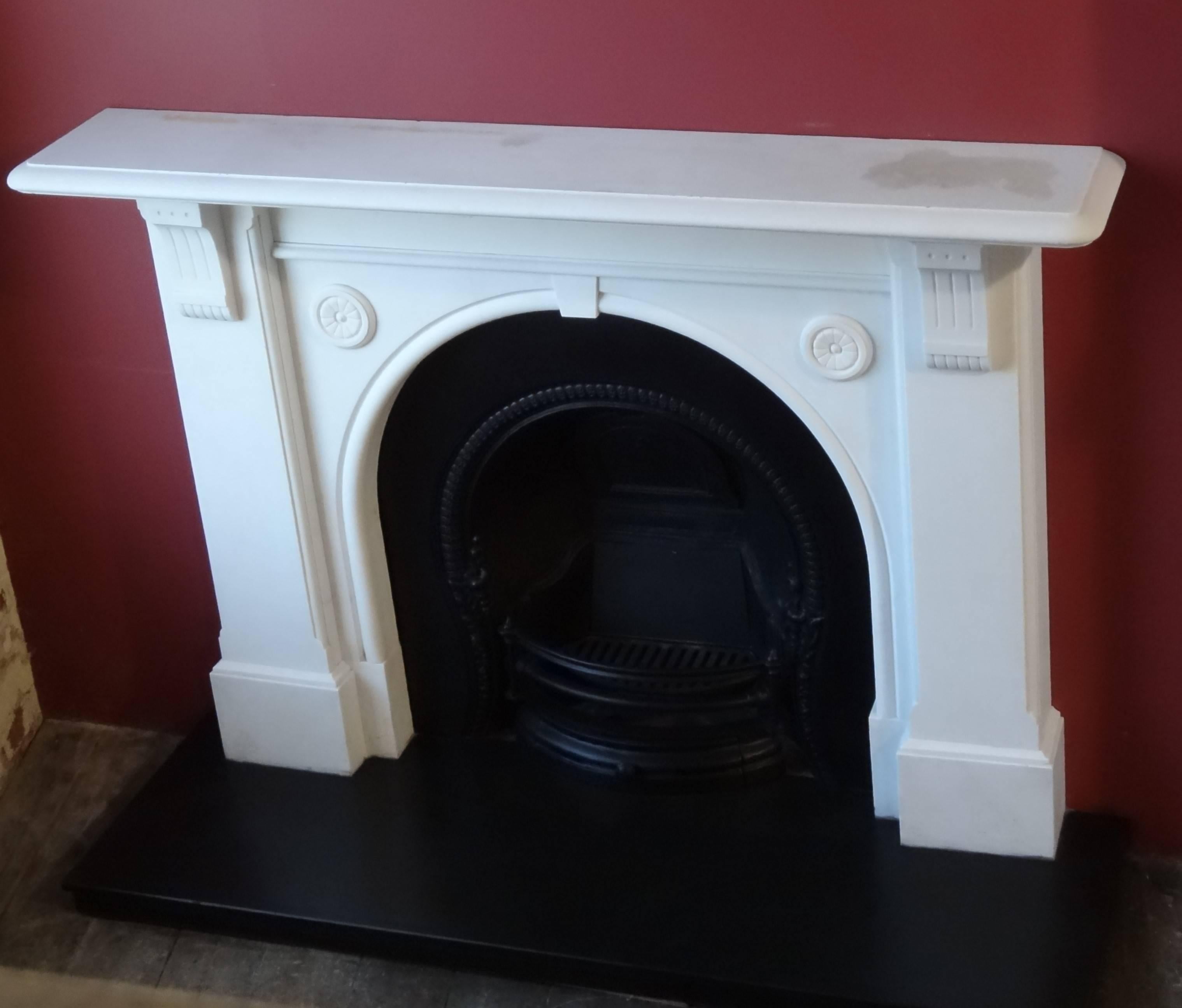 Irish 19th Century Victorian Statuary White Marble Fireplace Surround For Sale 2