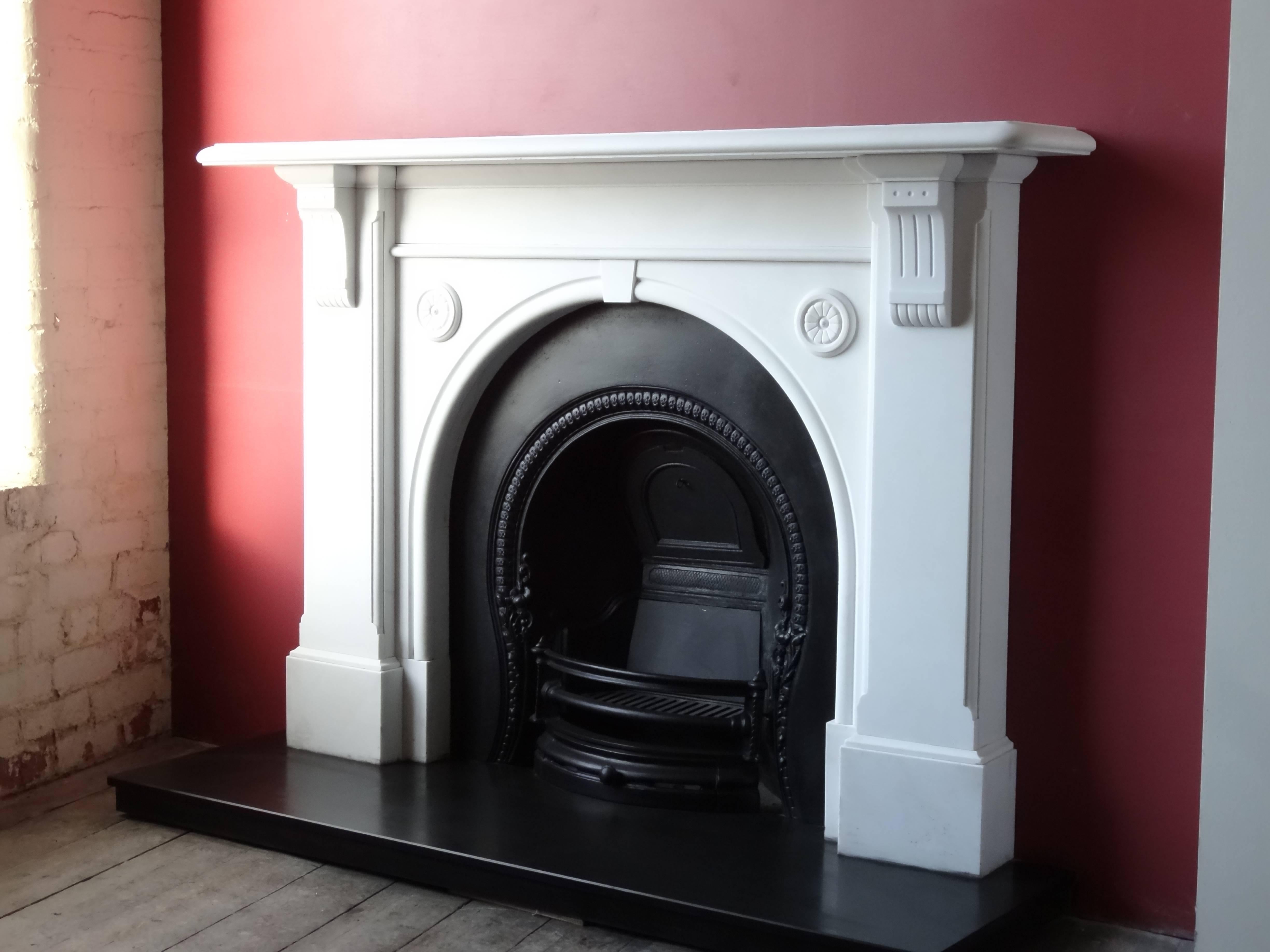 Irish 19th Century Victorian Statuary White Marble Fireplace Surround For Sale 1