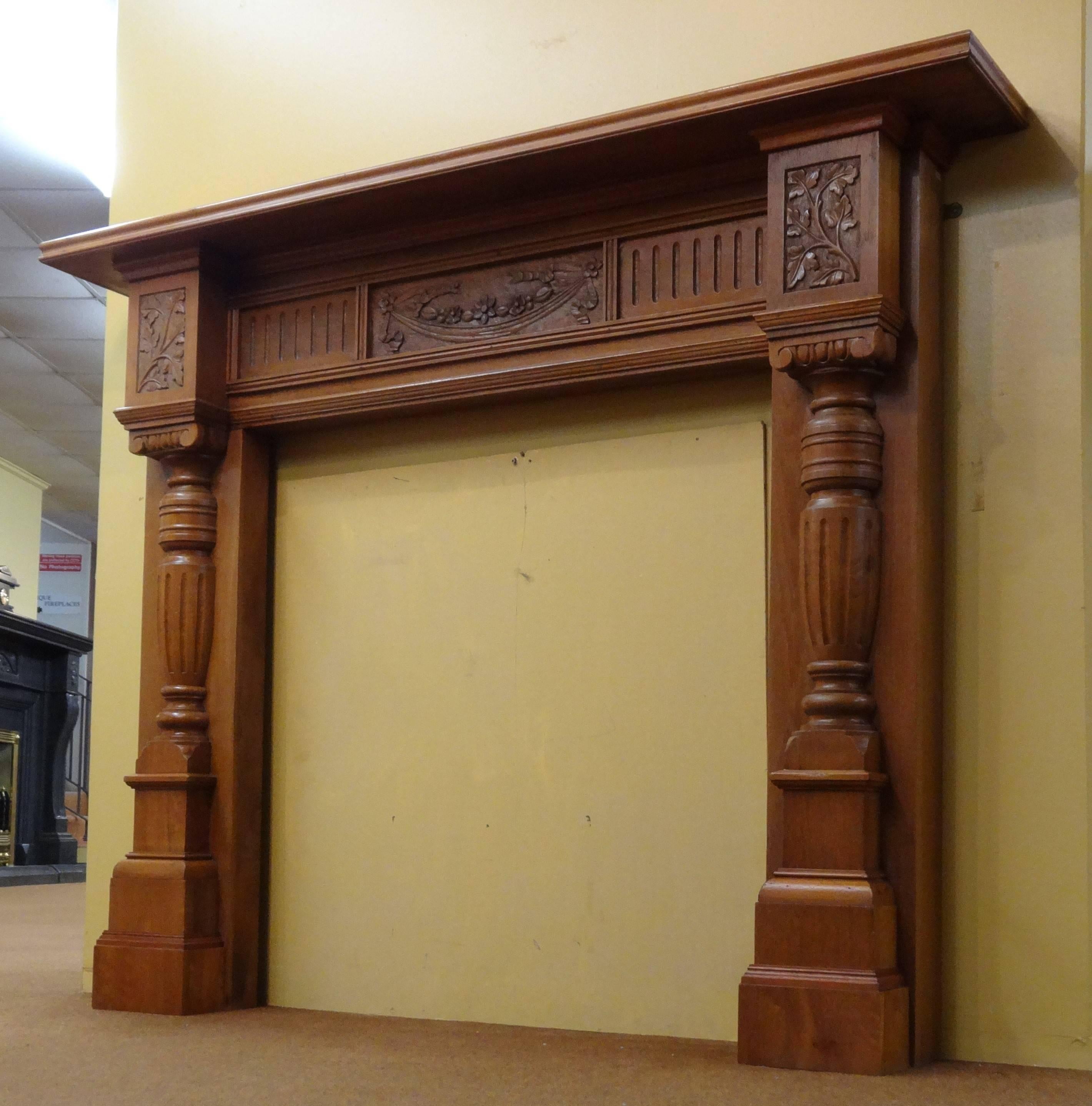 Northern Irish 20th Century Edwardian Carved Mahogany Fireplace Surround For Sale
