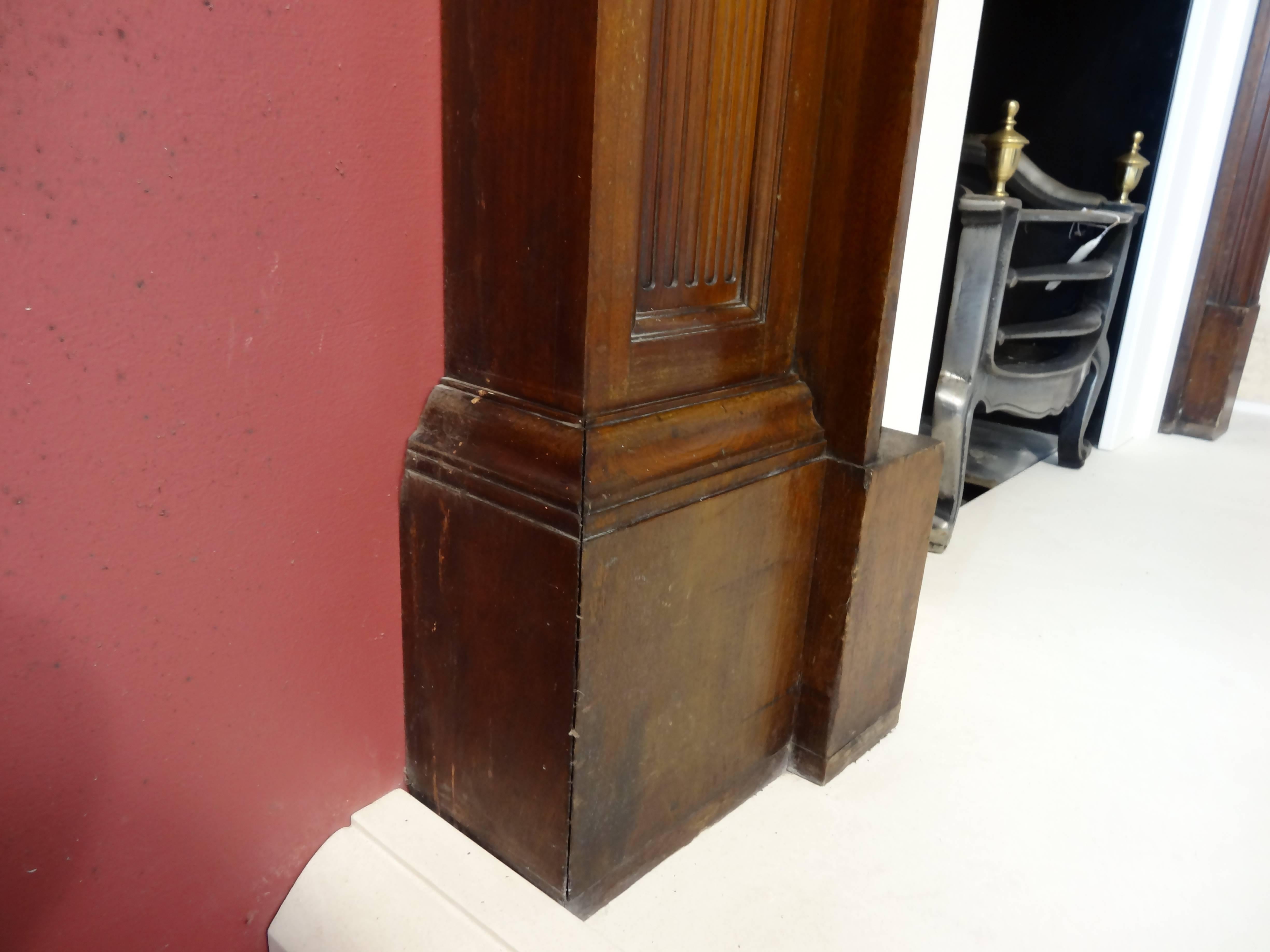20th Century Edwardian Carved Walnut Fireplace Surround with Overmantel Mirror For Sale 5