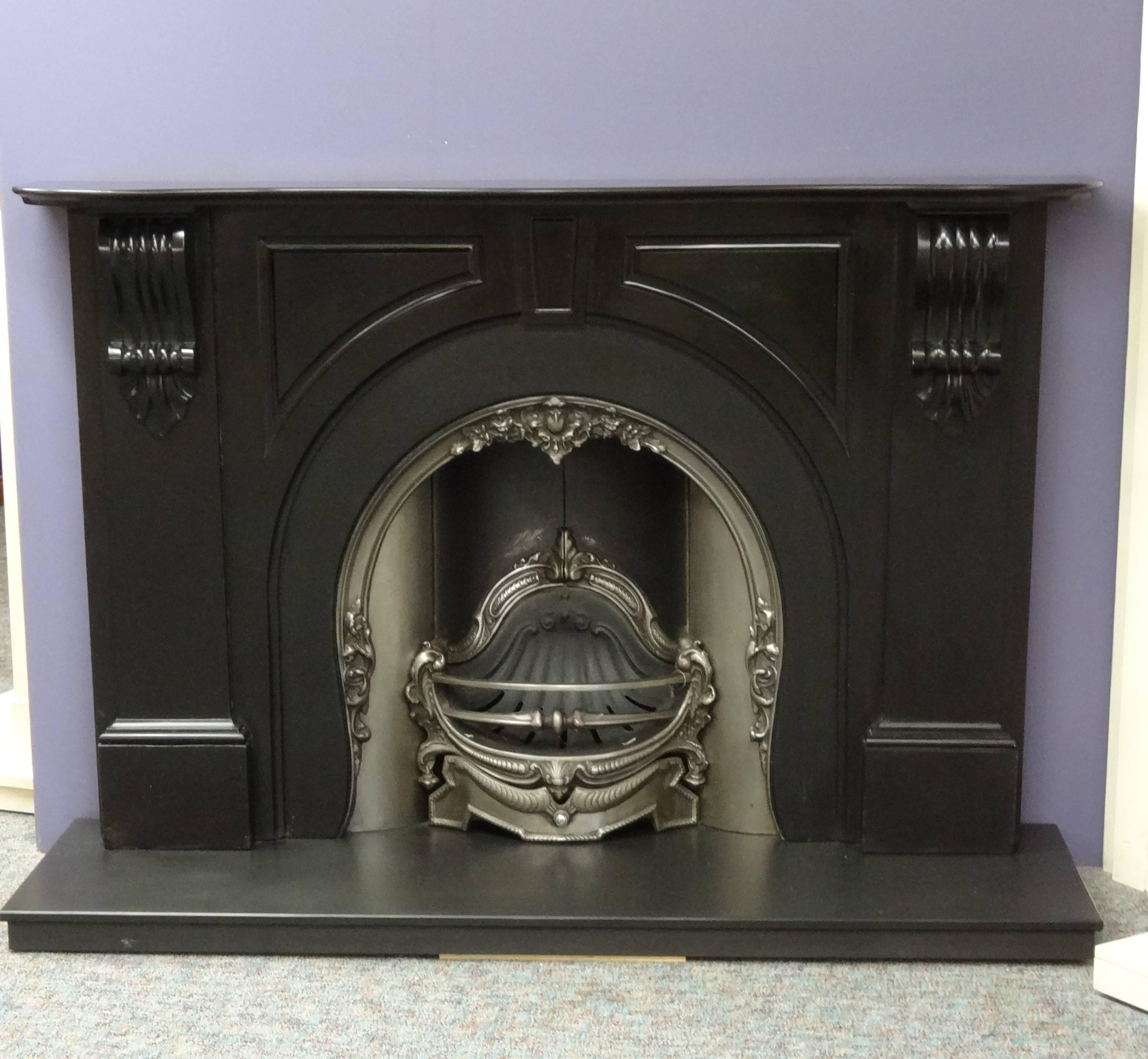 Northern Irish Irish 19th Century Victorian Black Marble Fireplace Surround For Sale