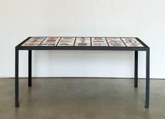 Colorful Rectangular Hand-Painted Ceramic Steel Dining Table