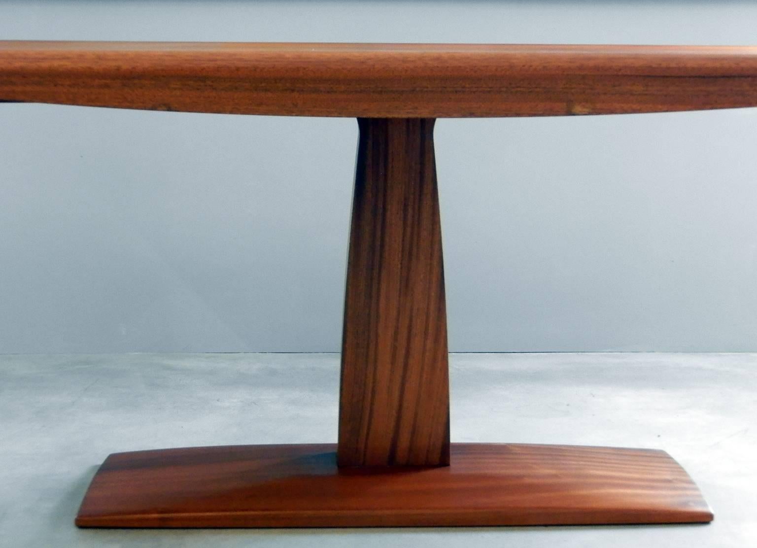 Hand-Crafted Handmade Contemporary Italian Design Mahogany One-Leg Table For Sale