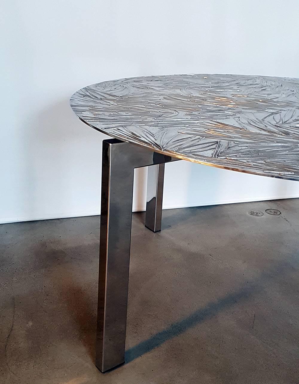 Cast Contemporary Limited Edition Round Aluminum Steel Table by Andrea Salvetti  For Sale
