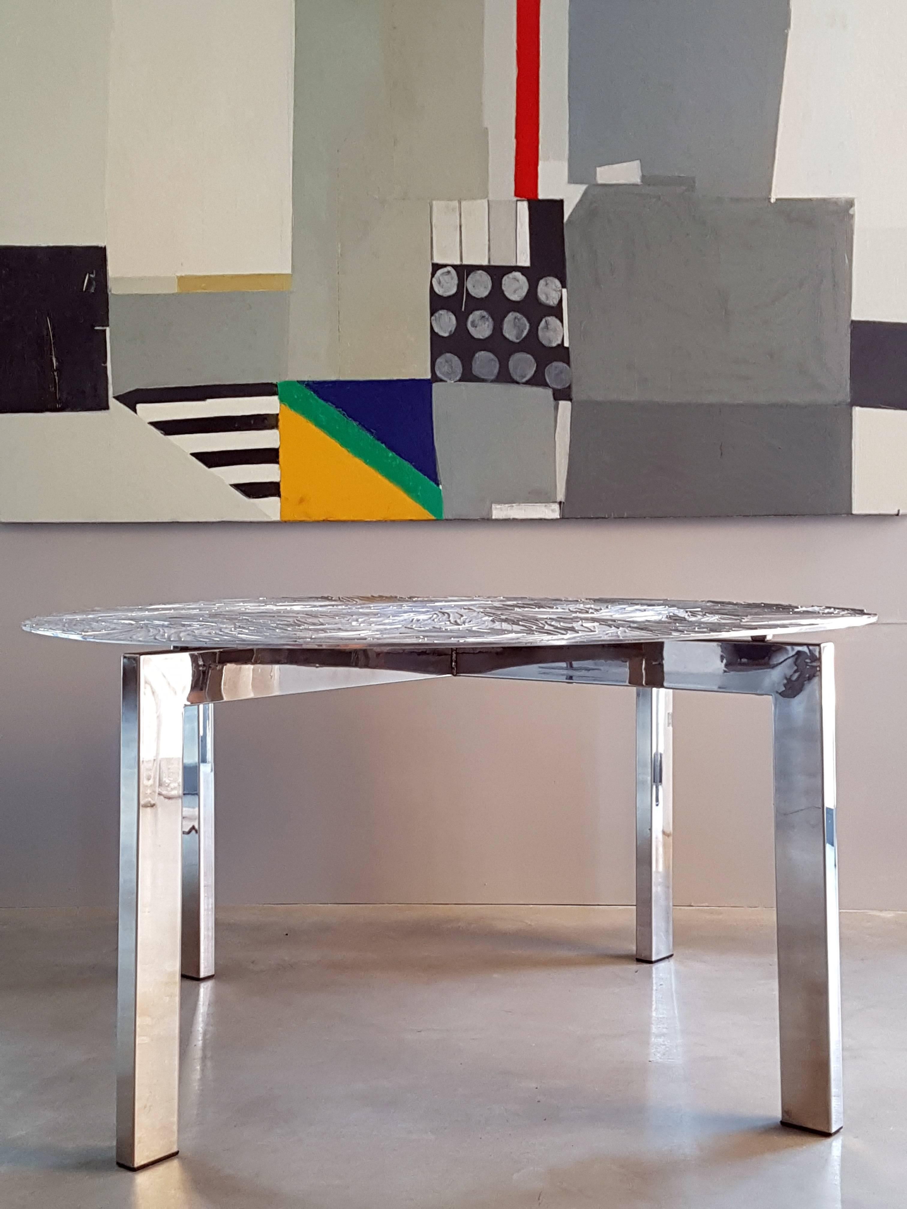 Other Contemporary Limited Edition Round Aluminum Steel Table by Andrea Salvetti  For Sale