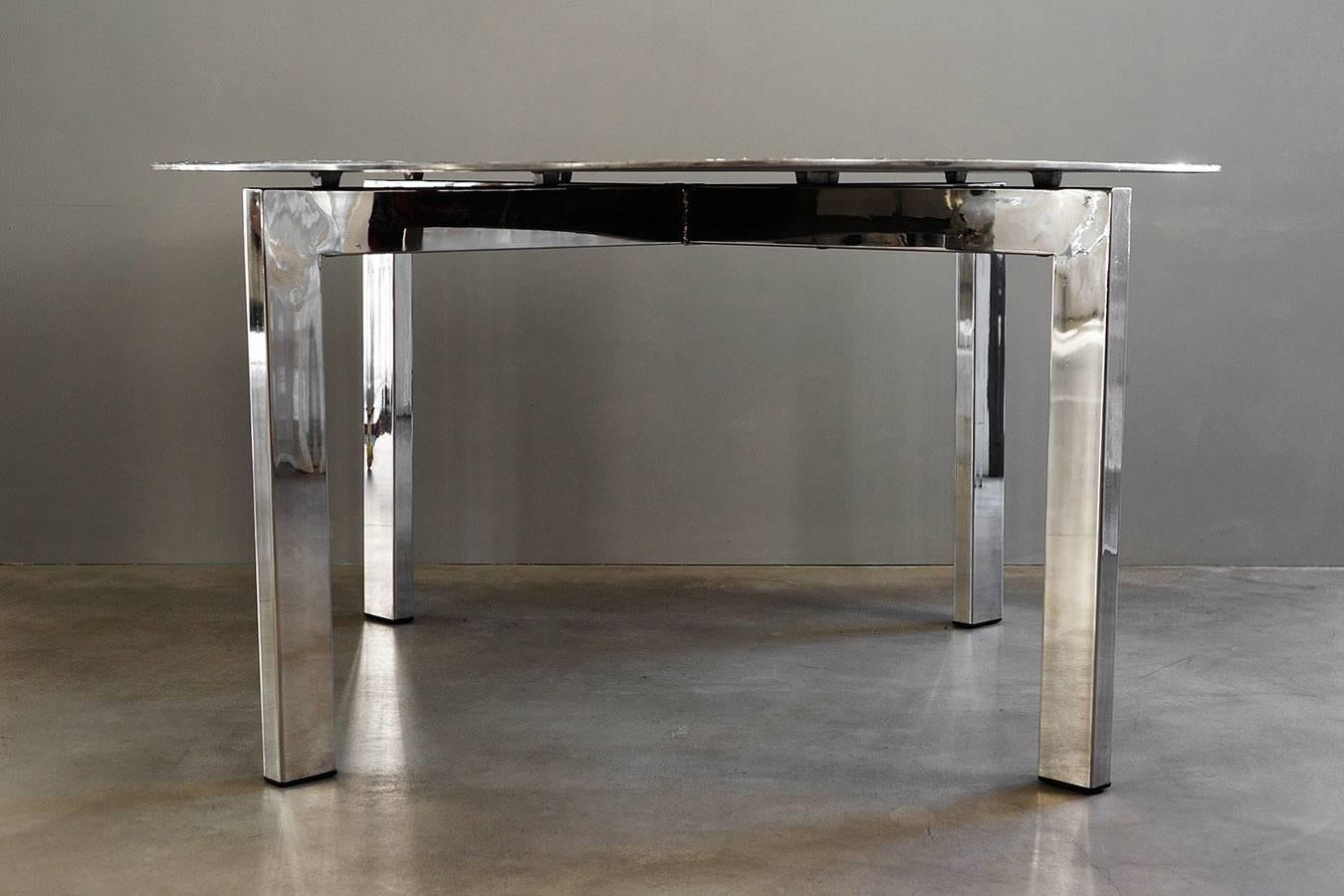Italian Contemporary Limited Edition Round Aluminum Steel Table by Andrea Salvetti  For Sale
