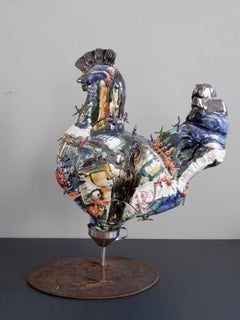 Lifesize Glazed Ceramic Hen Sculpture by Italian Artist Roberta Colombo