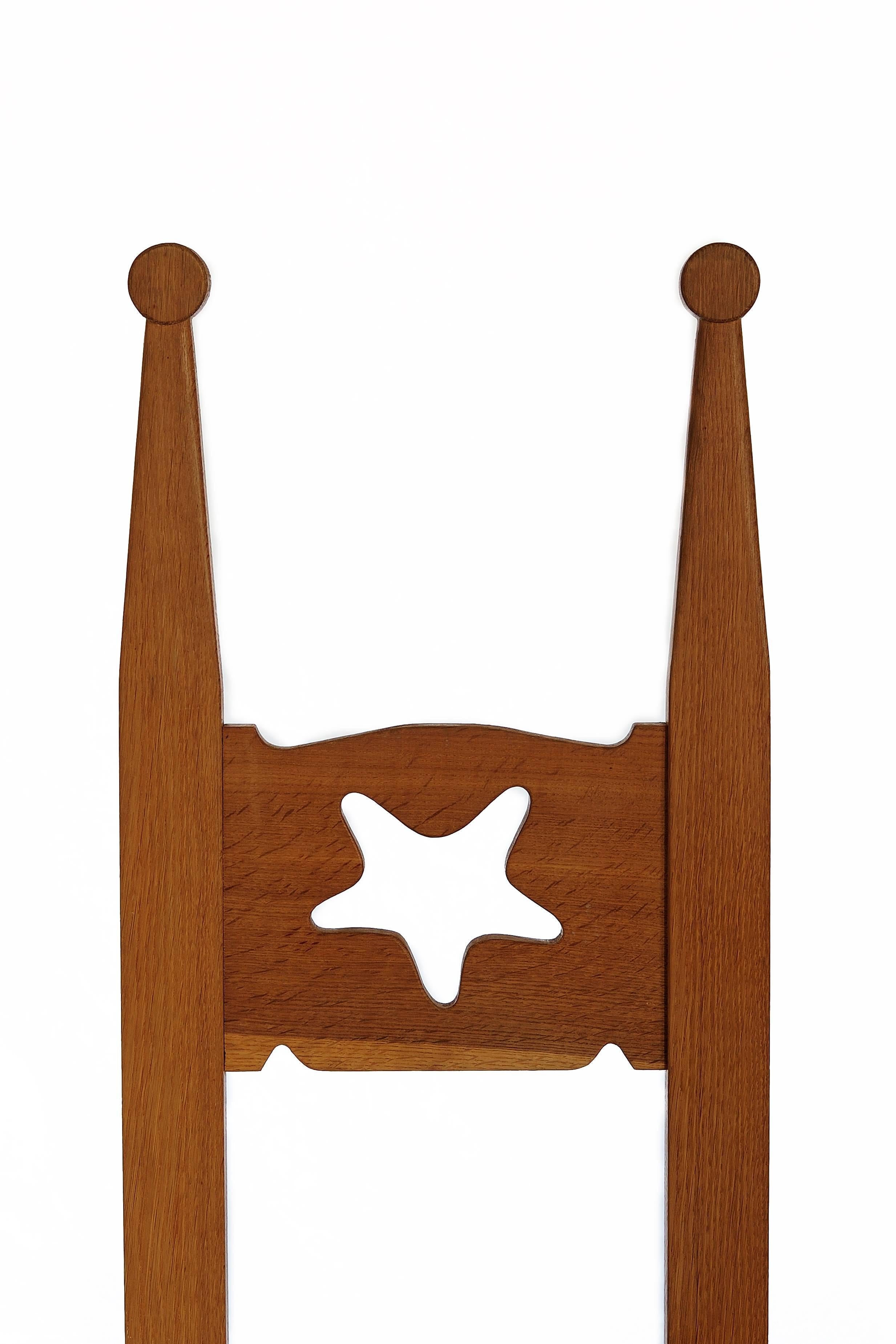 Brushed Set of Four Handmade Carved Durmast Wood High Back Throne like Dining Chairs For Sale