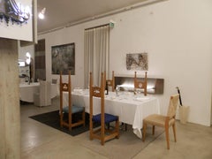 Set of Four Handmade Carved Durmast Wood High Back Throne like Dining Chairs