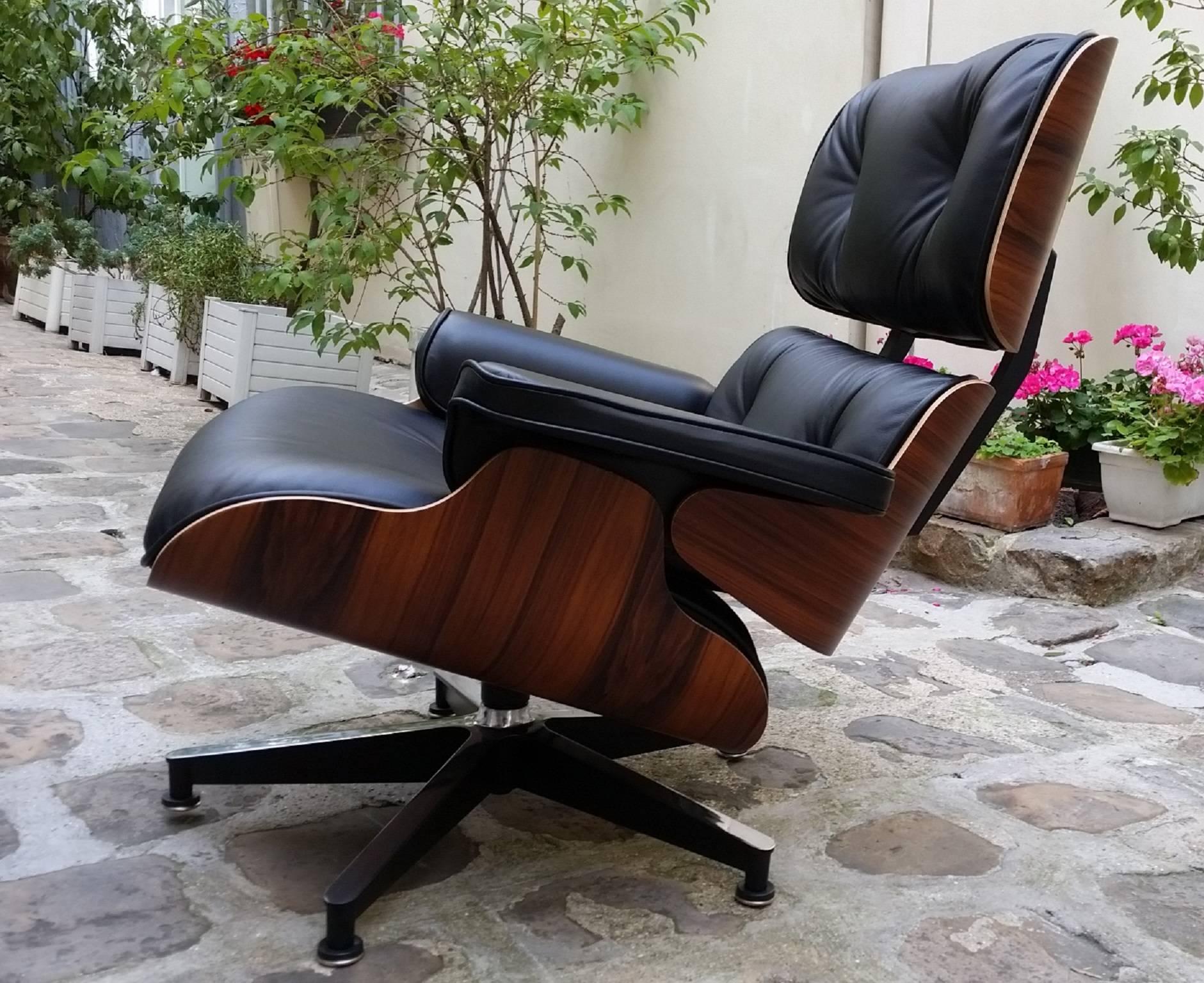 American Lounge Chair Charles Eames and Ottoman, Black