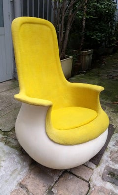 Rare Pair of "Culbuto" Armchairs Large Model with High Back, Design by Marc Held