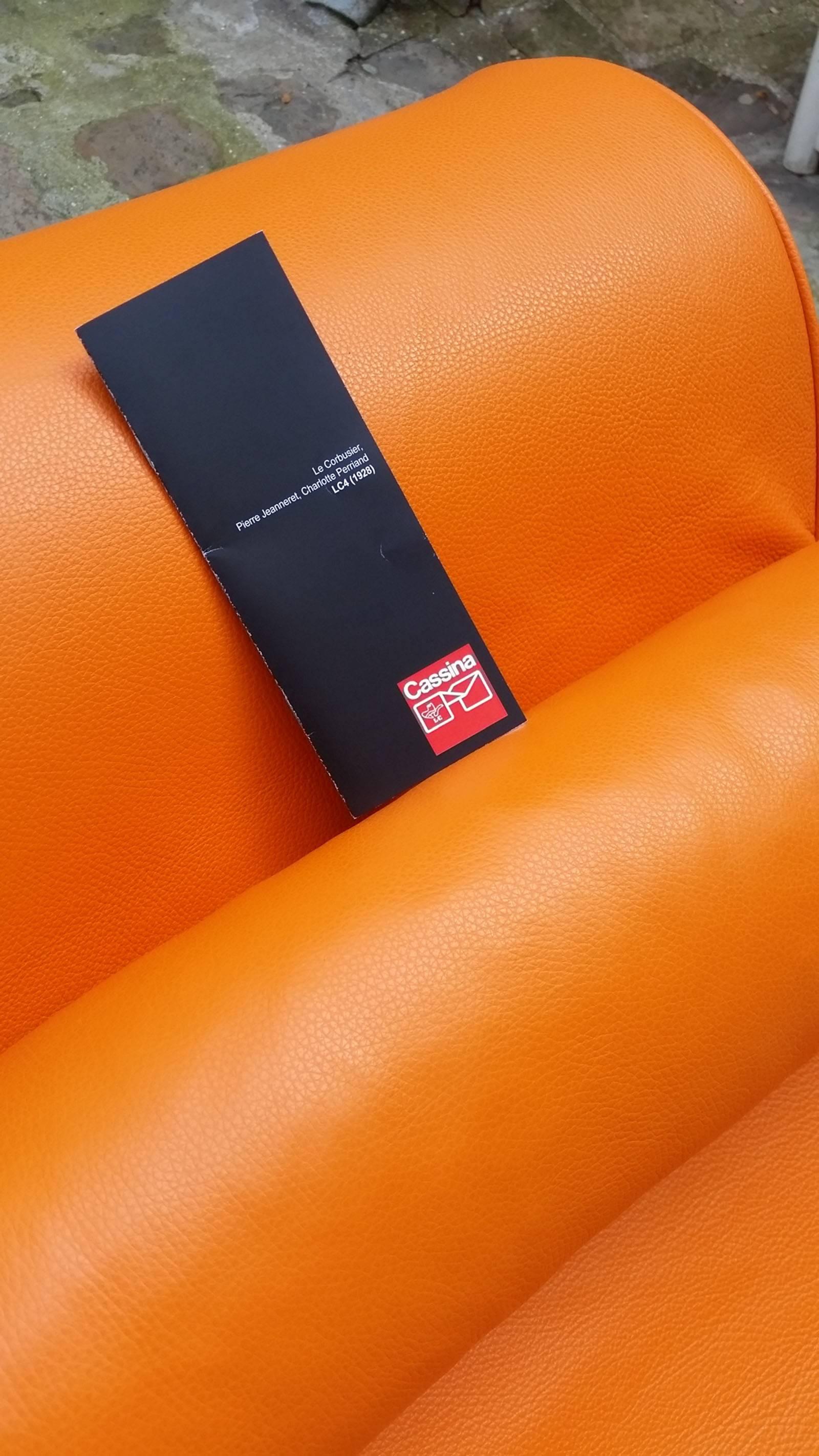 Contemporary Le Corbusier Lounge Armchair LC4 Cassina Edition, Orange
