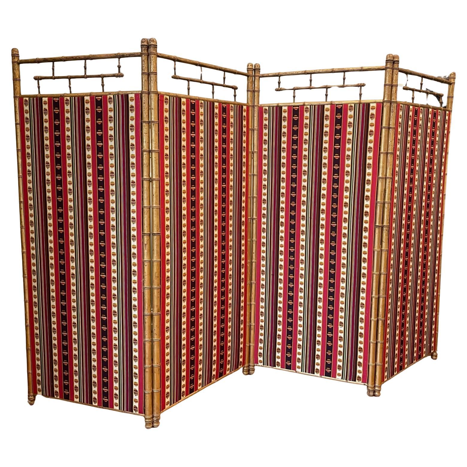 Madeleine Castaing, Gilded Faux Bambou Screen 'Napoléon III Circa 1850'