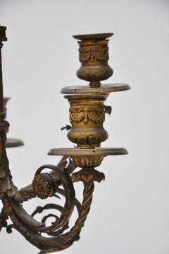 Pair of French Ormolu Candelabra Lamps