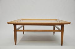 Sleek Mid-Century Modern Pecan and Marble Coffee Table by Tomlinson