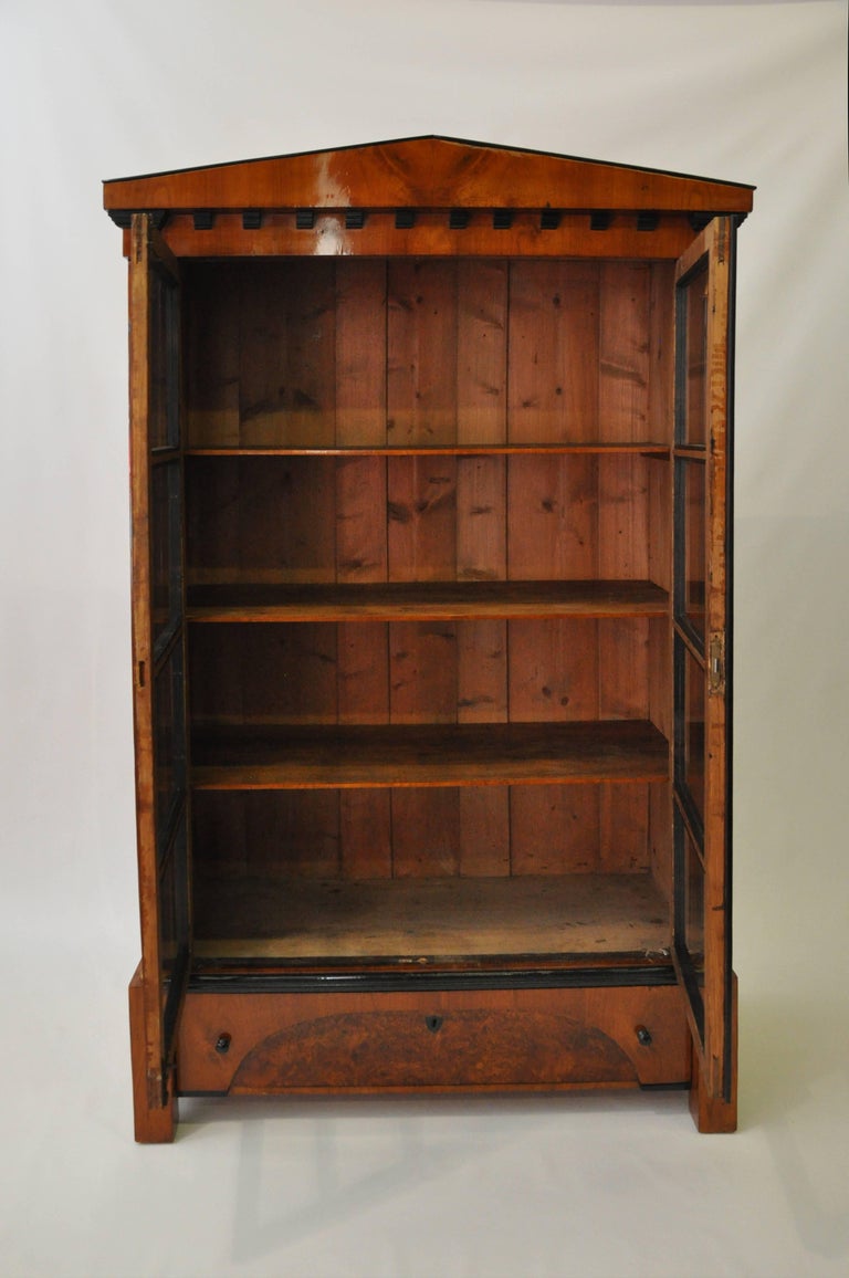1830s Biedermeier Architectural Style Bookcase Cherry Veneers and
